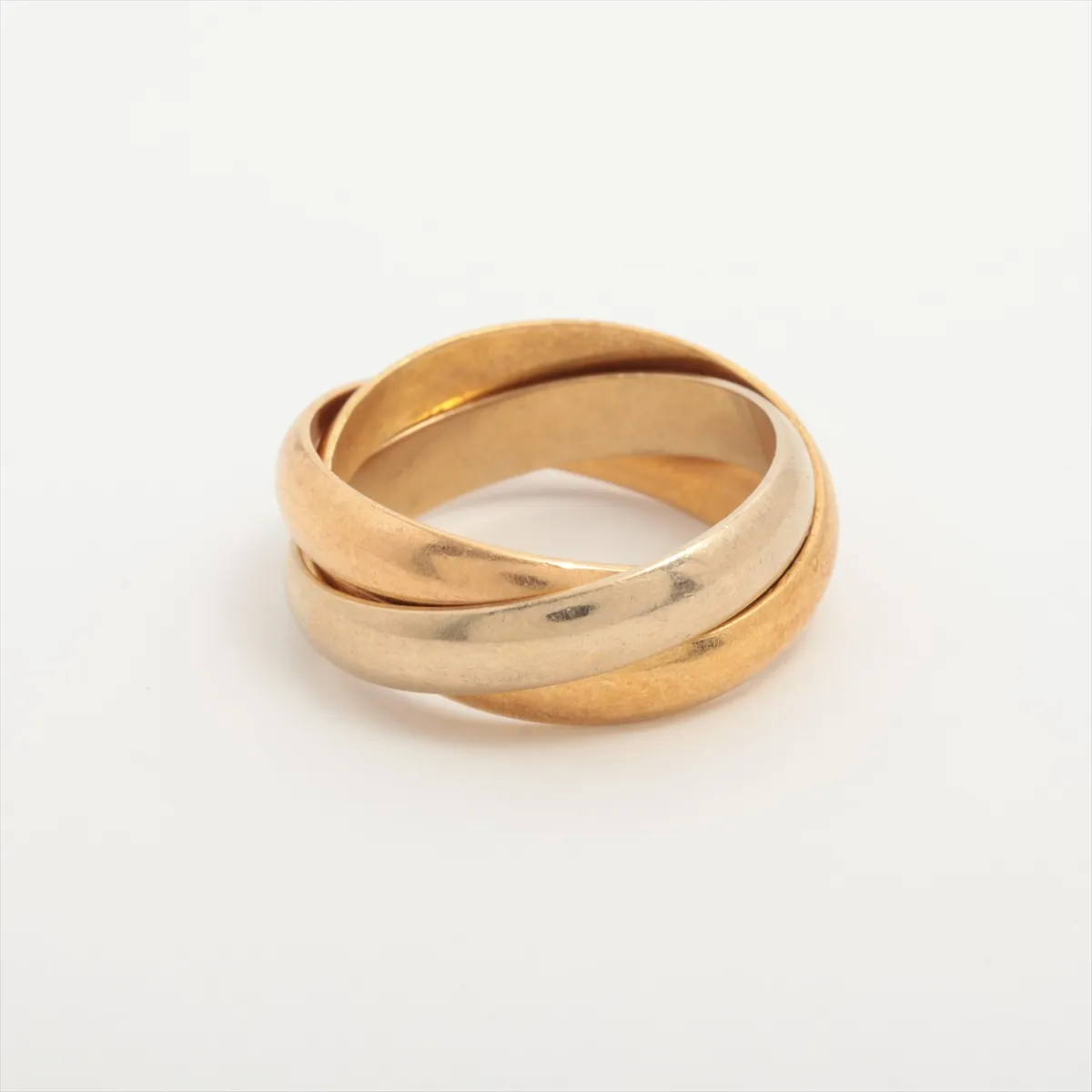 Trinity Ring 750 (YG x PG x WG) 7.7g 51 O6005G Dents, solder marks, plating peeling — view 2