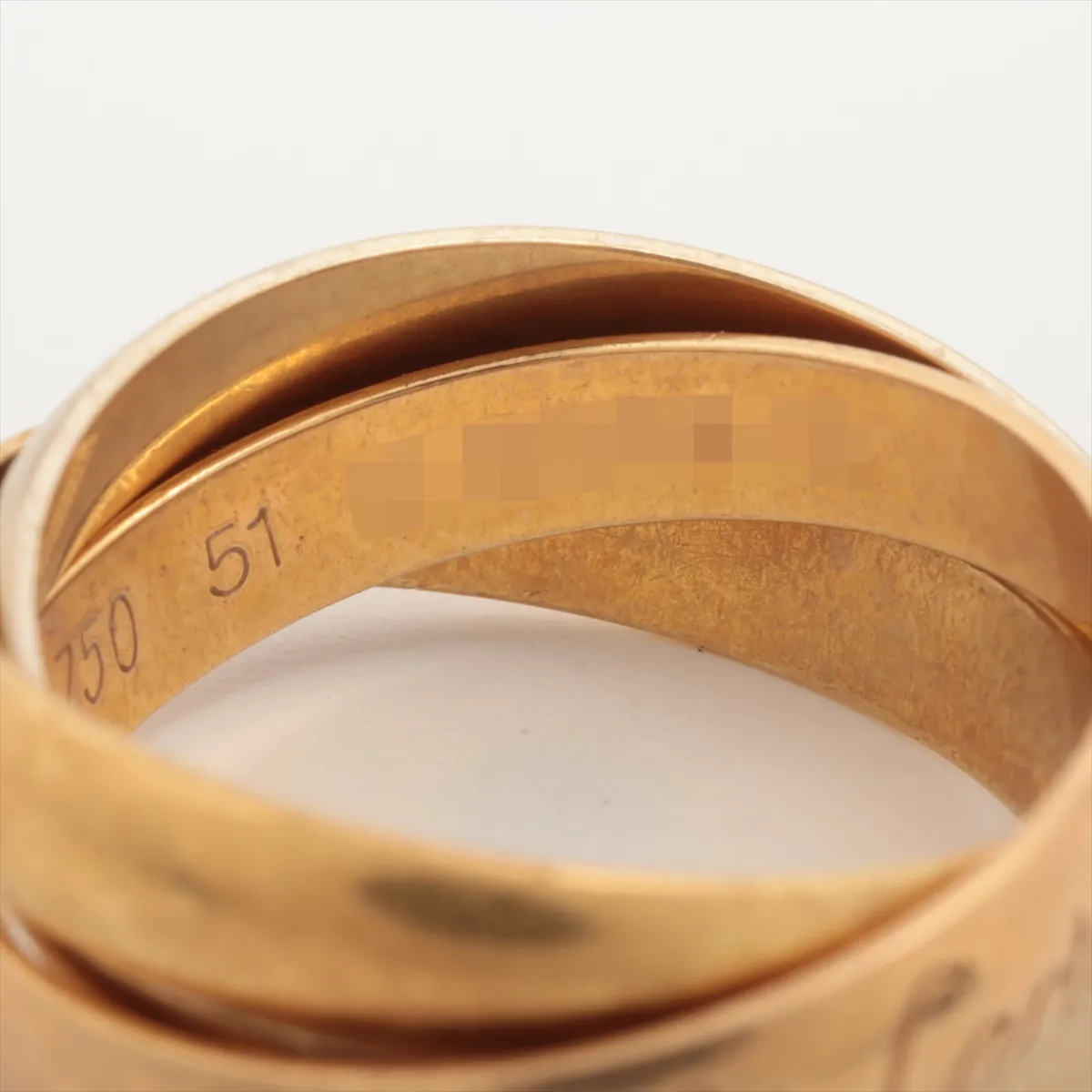 Trinity Ring 750 (YG x PG x WG) 7.7g 51 O6005G Dents, solder marks, plating peeling — view 4