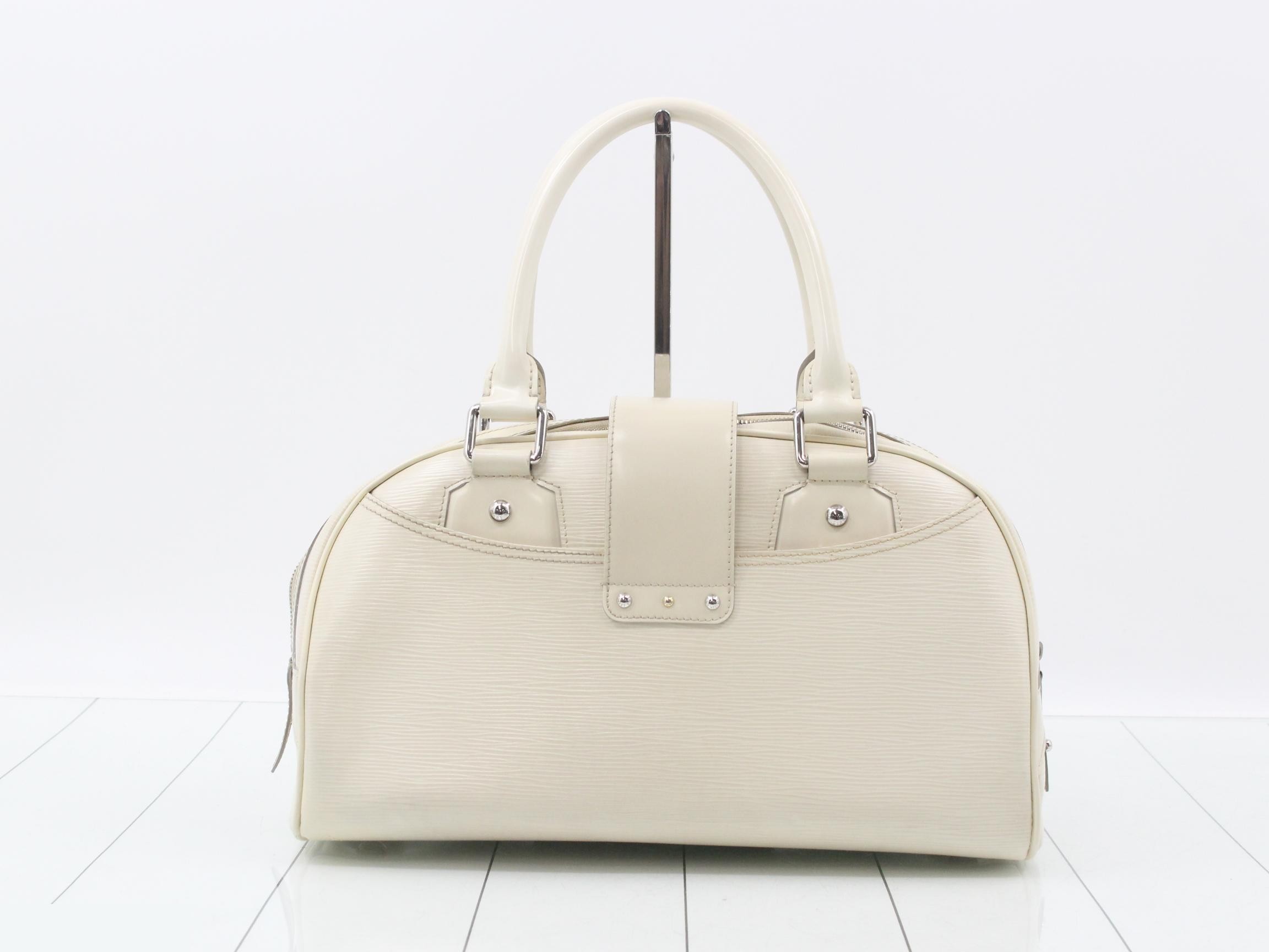 Women's Bowling Montaigne GM Handbag, Epi Leather, White — view 2