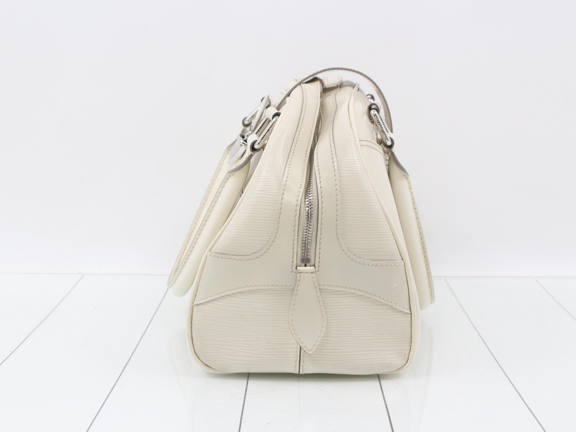 Women's Bowling Montaigne GM Handbag, Epi Leather, White — view 3