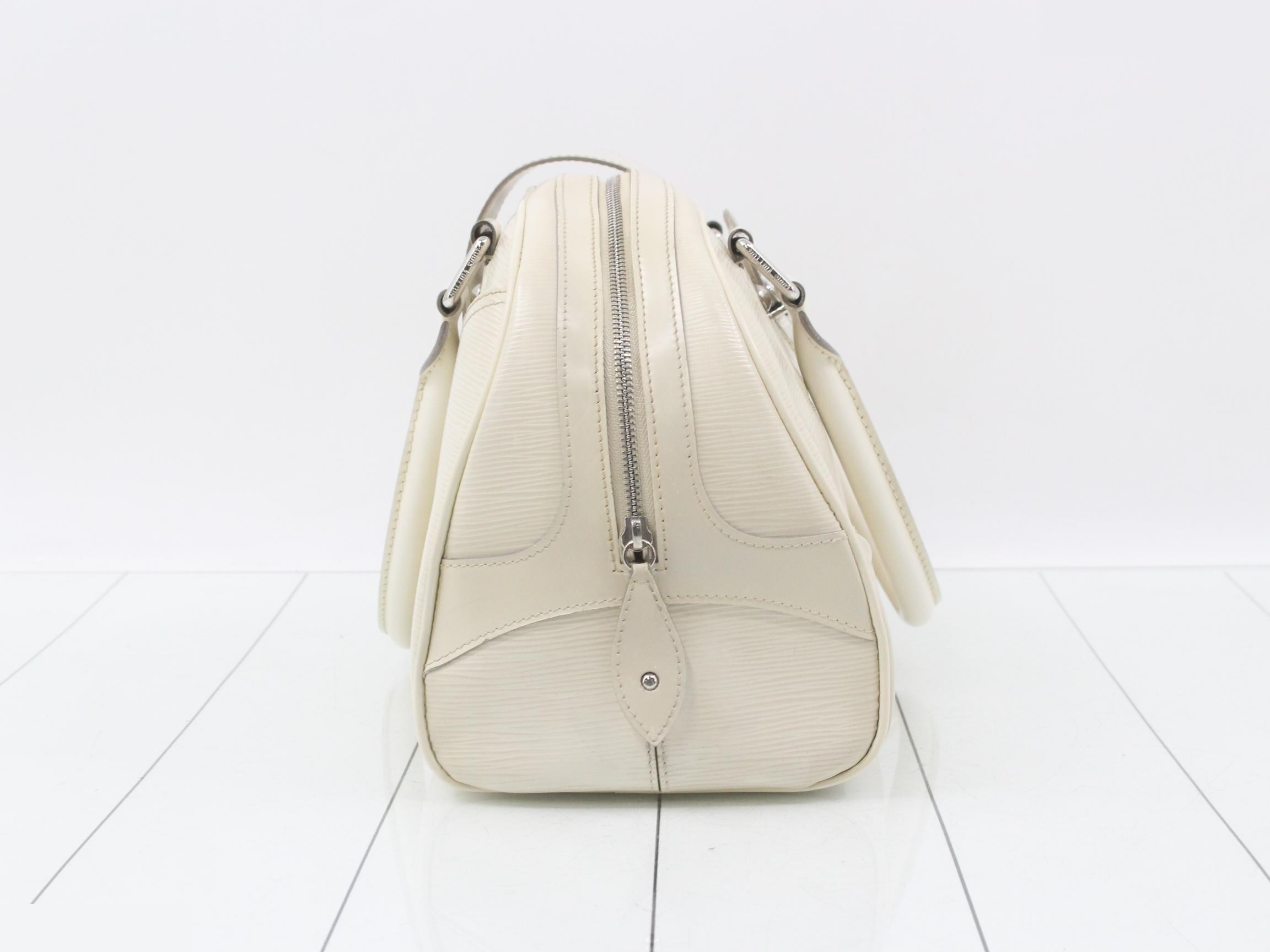 Women's Bowling Montaigne GM Handbag, Epi Leather, White — view 4