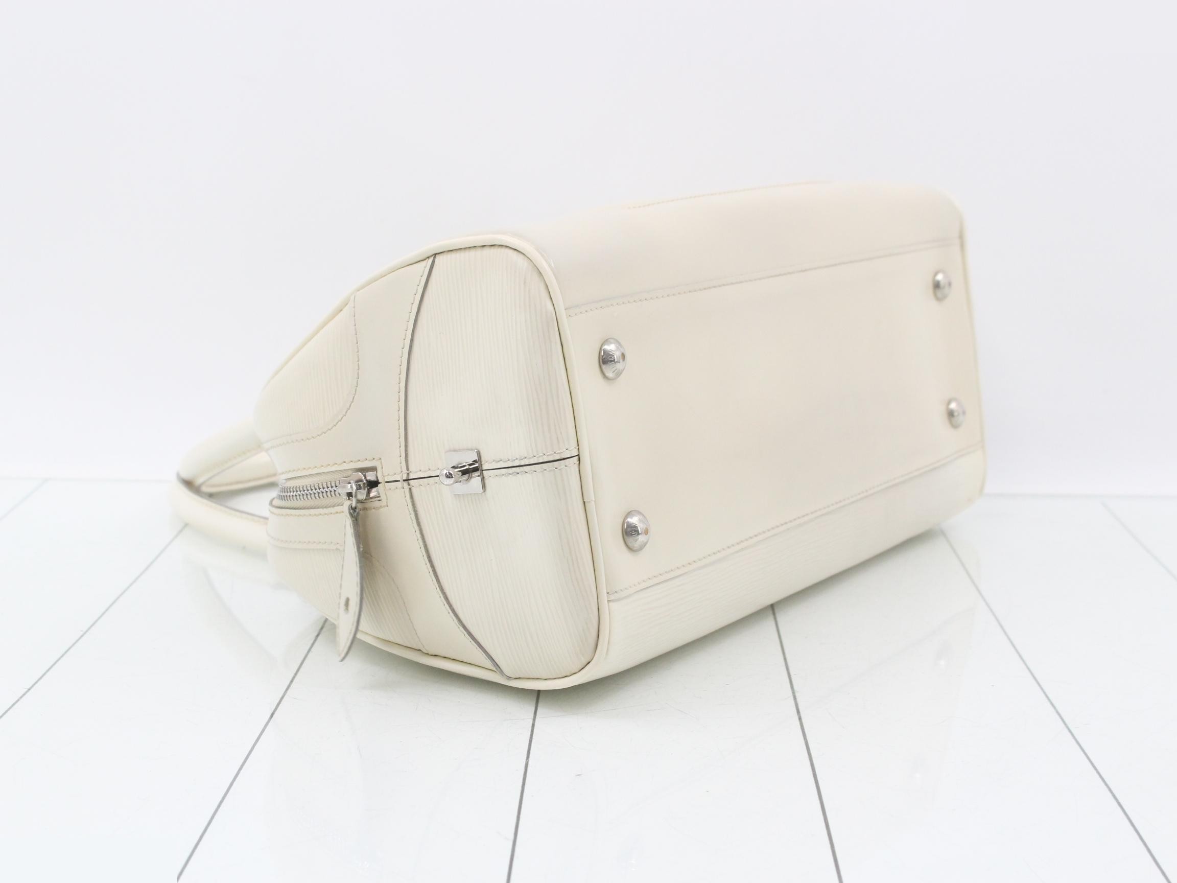 Women's Bowling Montaigne GM Handbag, Epi Leather, White — view 5