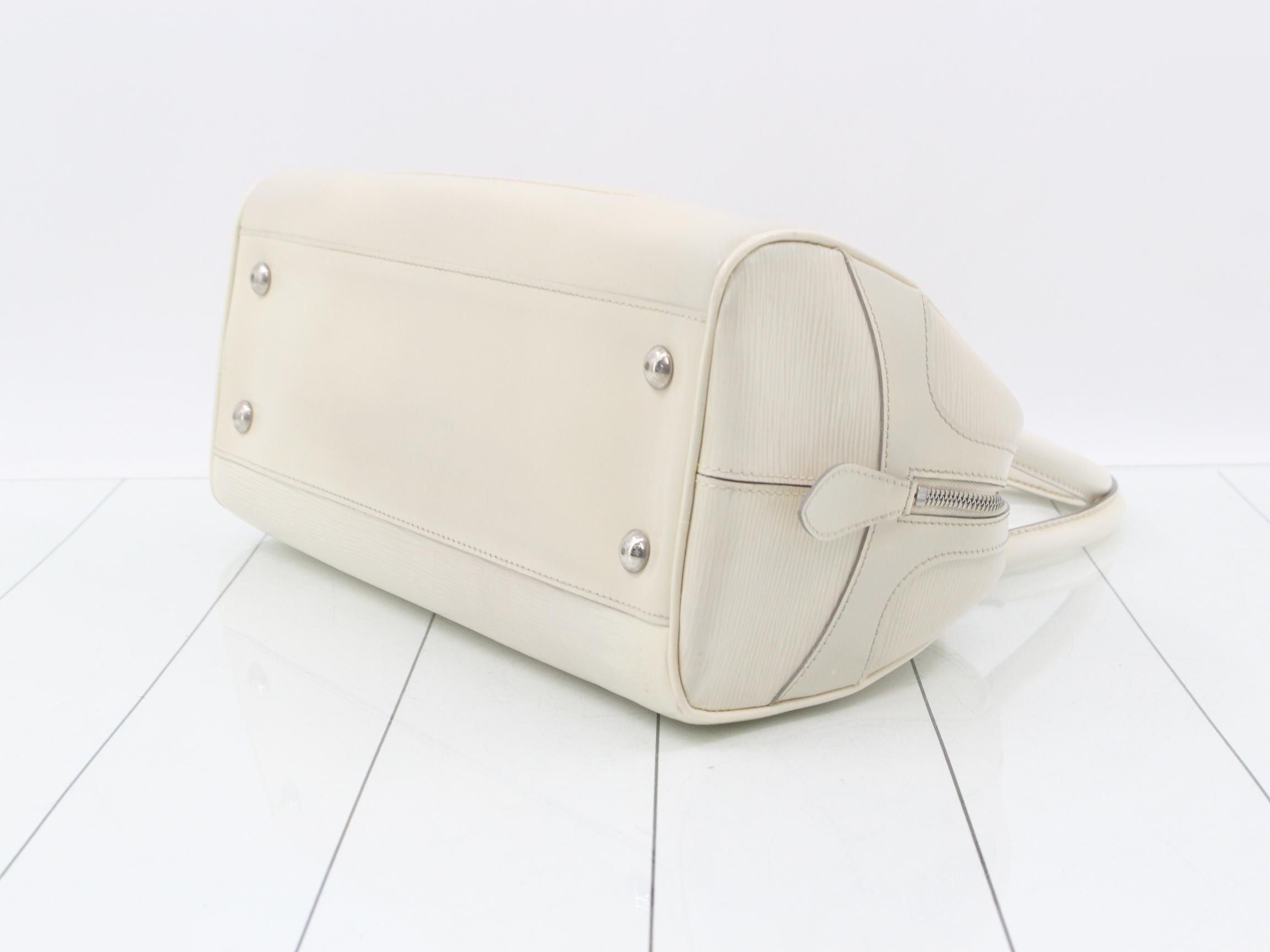 Women's Bowling Montaigne GM Handbag, Epi Leather, White — view 6