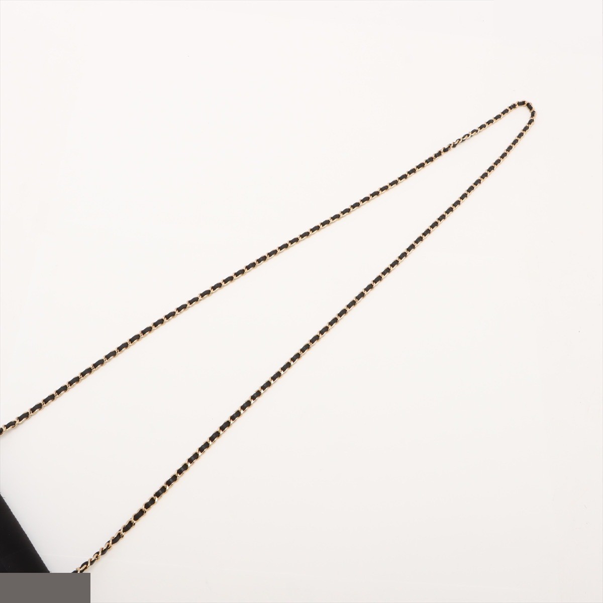 Chocolate Bar Satin x Leather Chain Shoulder Bag, Black, Gold Hardware — view 5