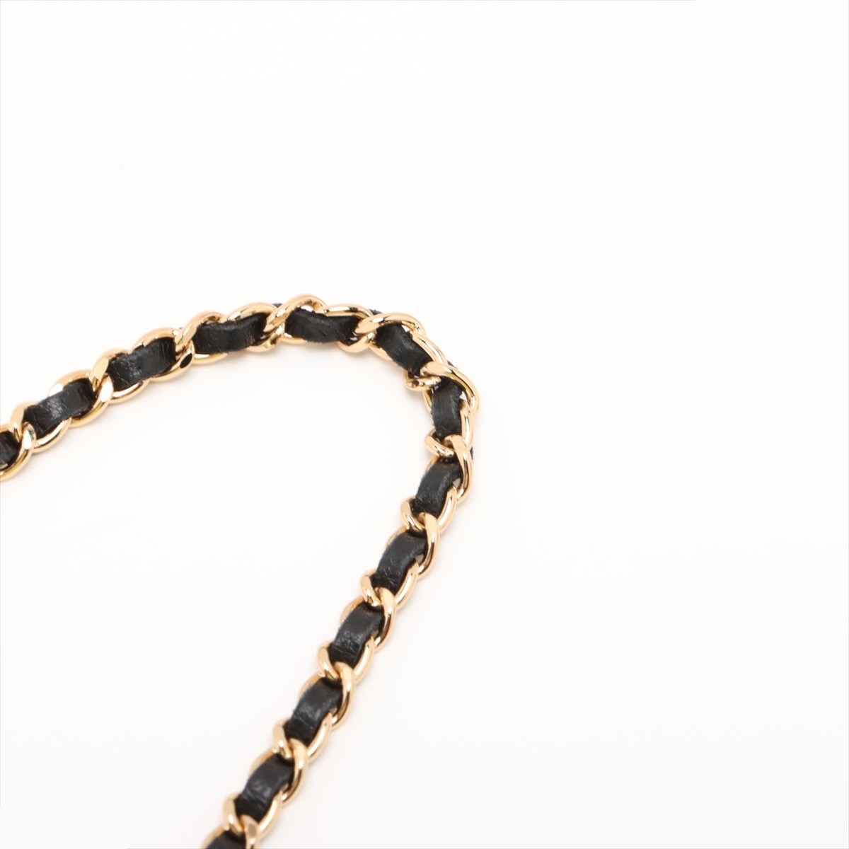 Chocolate Bar Satin x Leather Chain Shoulder Bag, Black, Gold Hardware — view 8