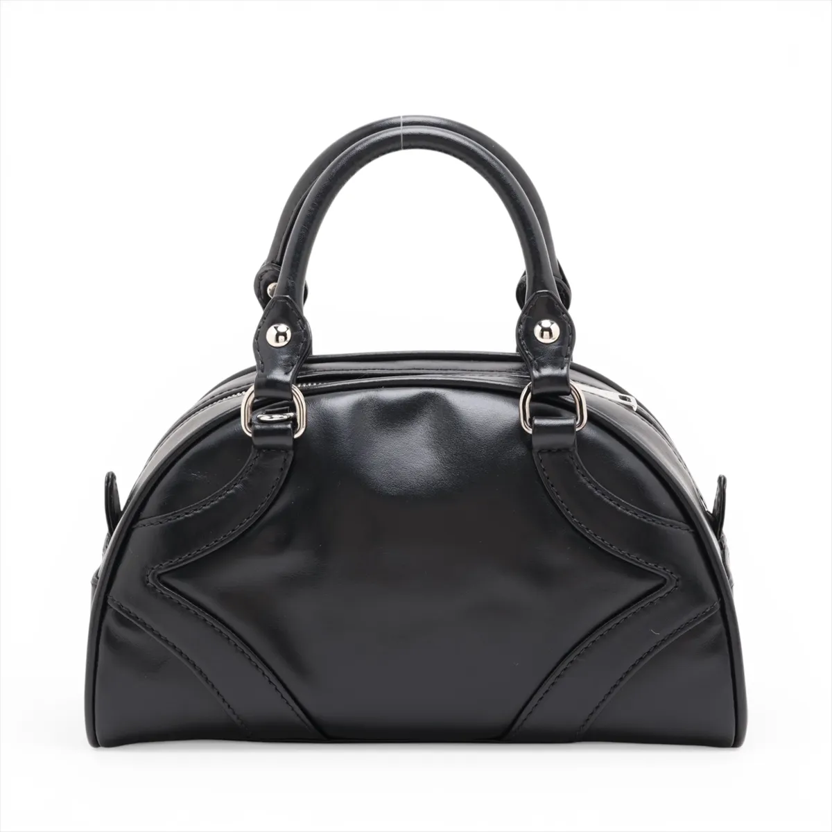 Bowling Bag Leather 2-Way Handbag Black — view 2