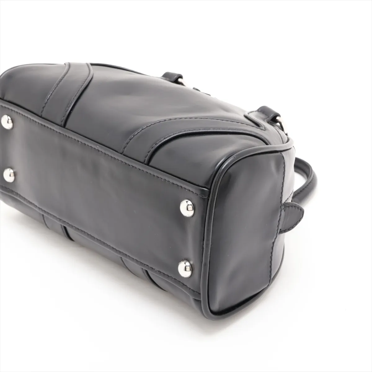 Bowling Bag Leather 2-Way Handbag Black — view 3
