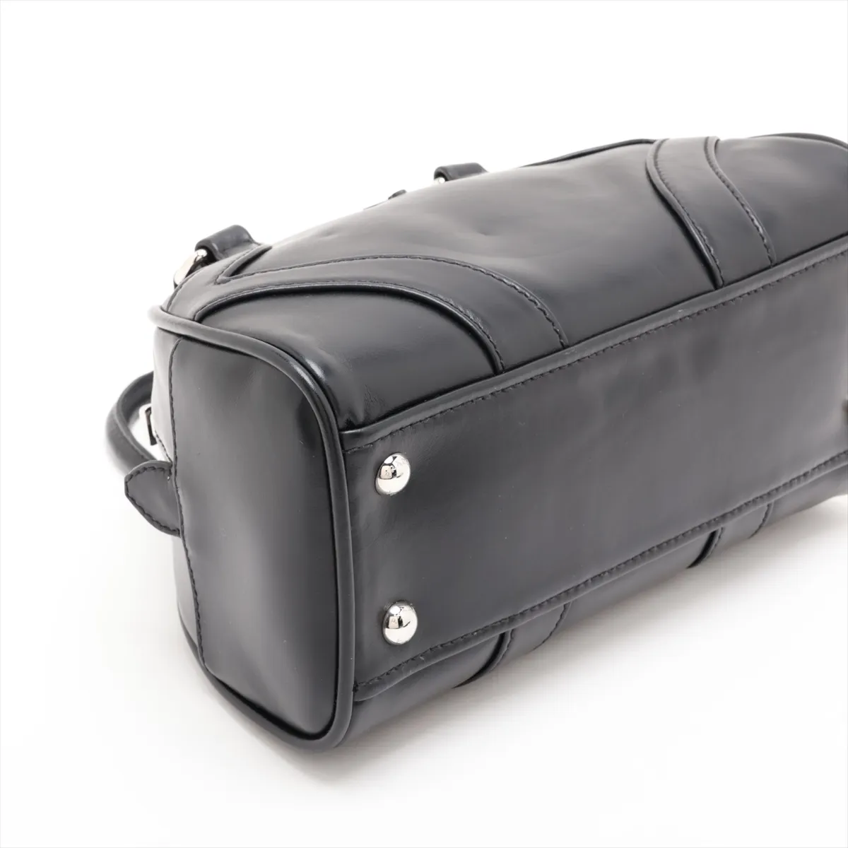 Bowling Bag Leather 2-Way Handbag Black — view 4