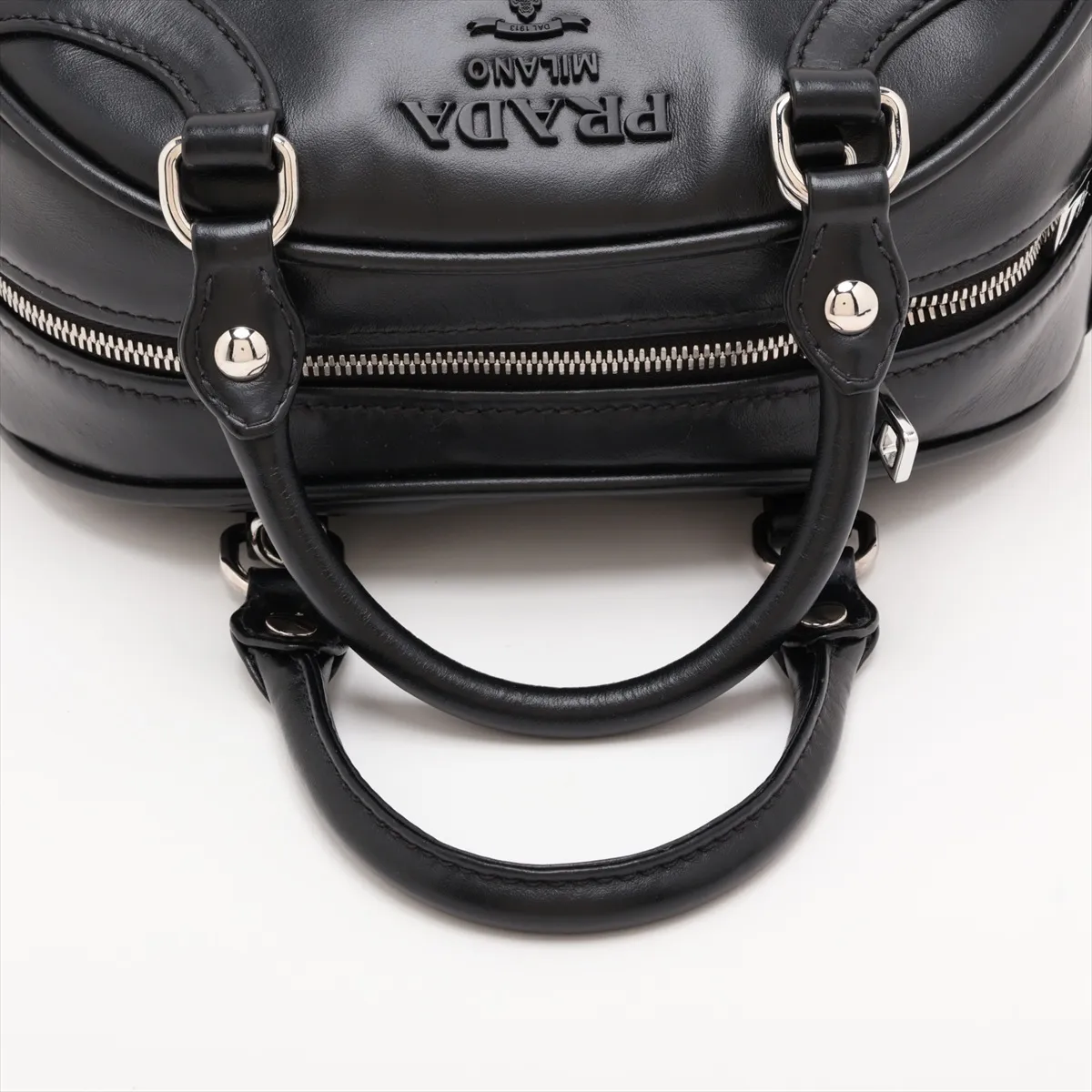 Bowling Bag Leather 2-Way Handbag Black — view 5