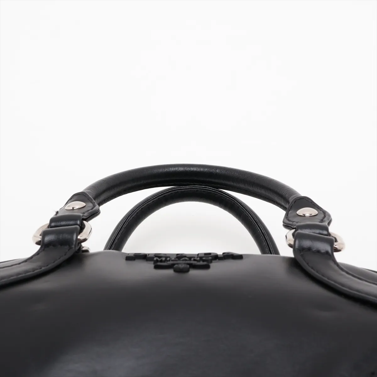 Bowling Bag Leather 2-Way Handbag Black — view 6