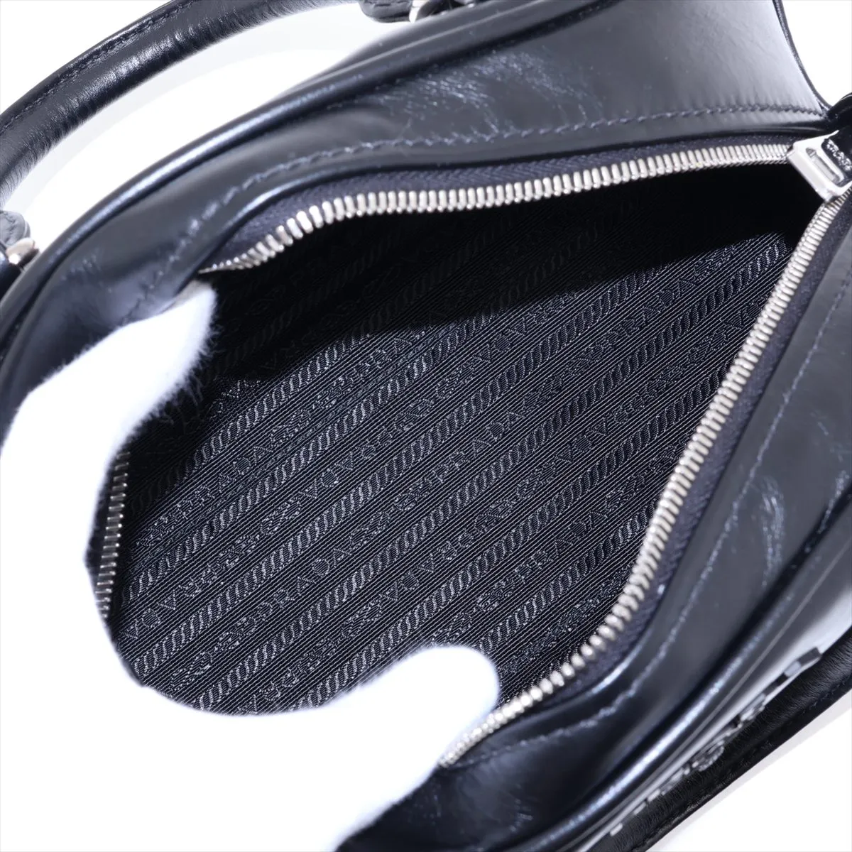 Bowling Bag Leather 2-Way Handbag Black — view 8