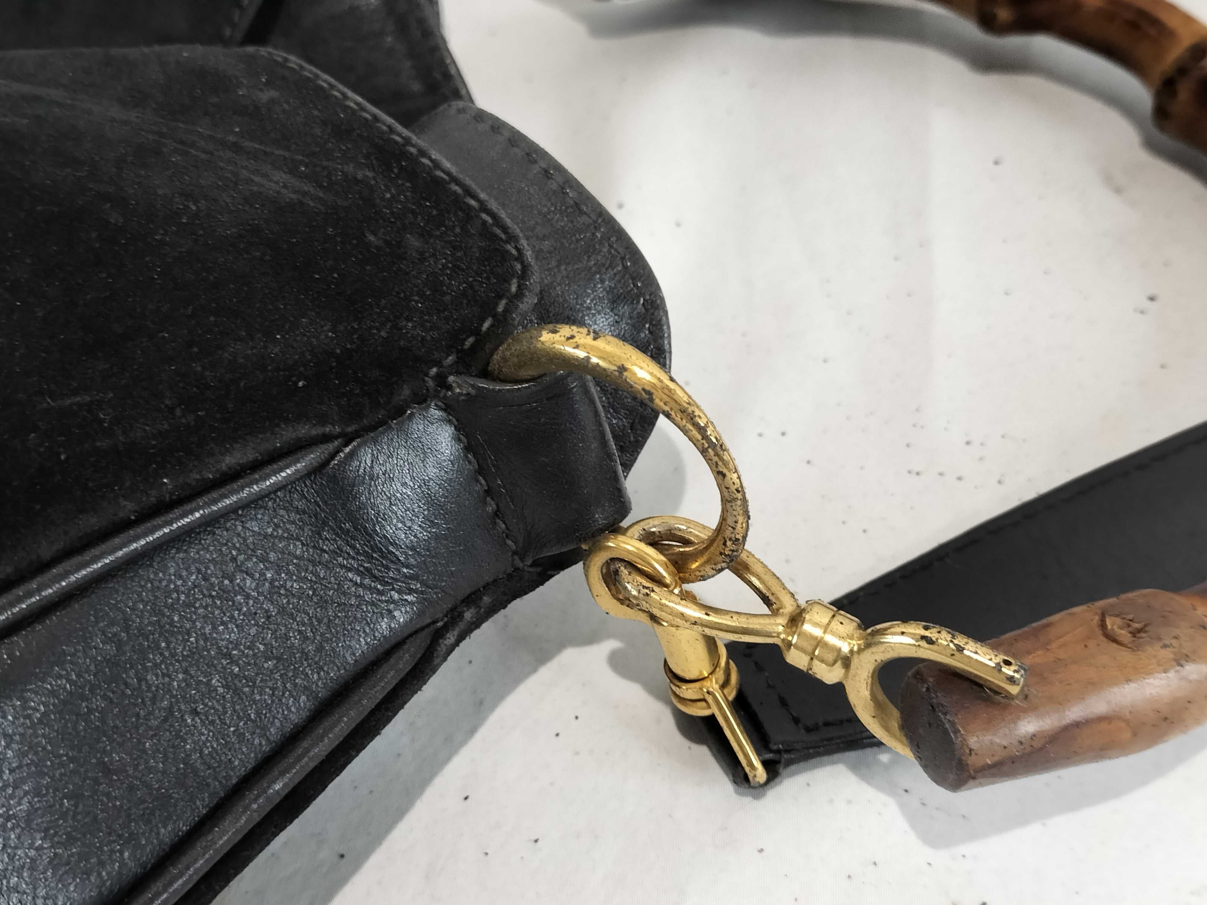 Bamboo Velour 2-Way Shoulder Bag (Internal deterioration present) — view 5