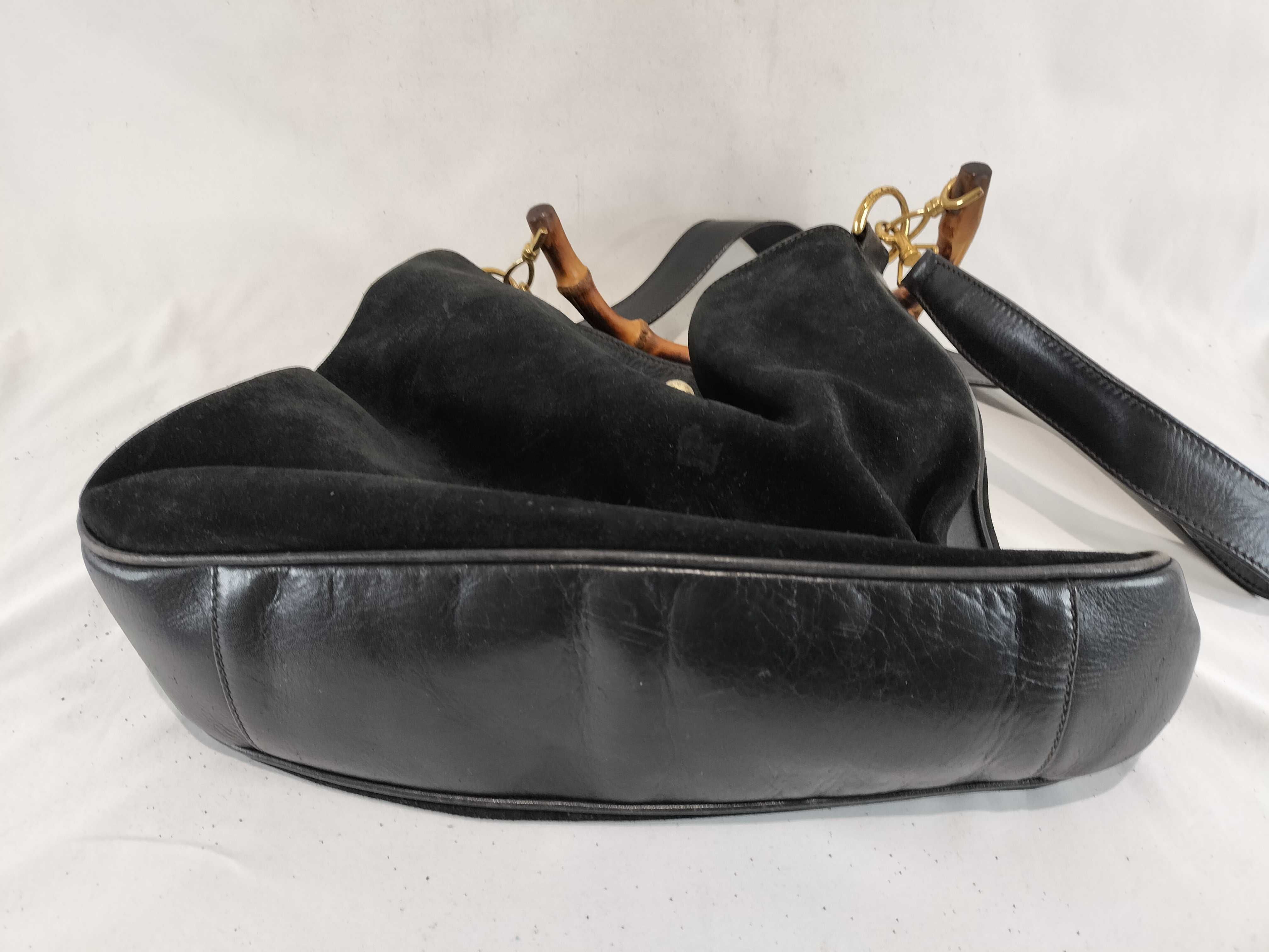 Bamboo Velour 2-Way Shoulder Bag (Internal deterioration present) — view 7