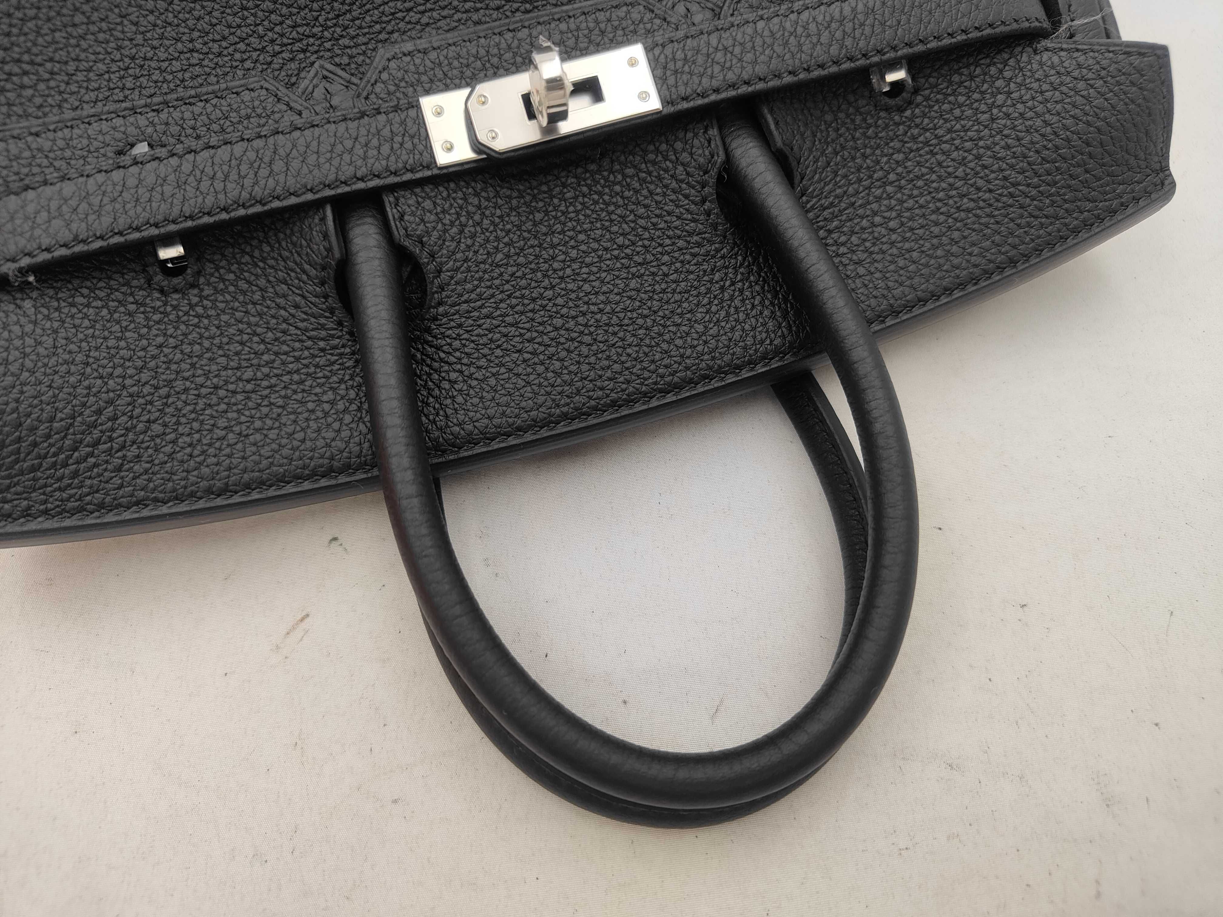 Birkin 25 Togo Leather, Black with Silver Hardware, K Stamp, Handbag — view 3