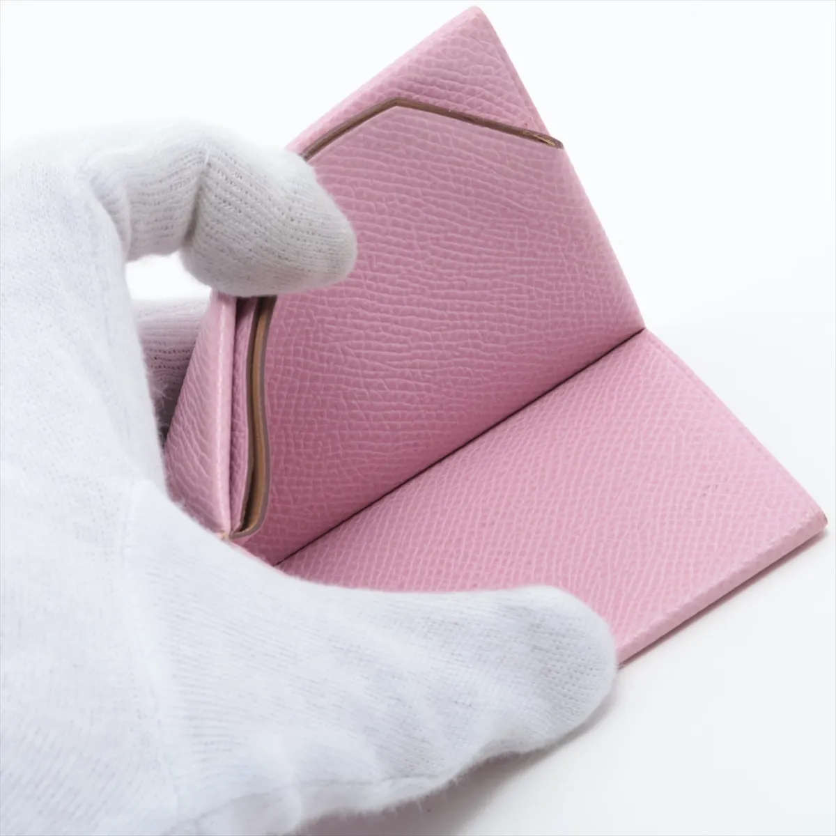 H Sellier Veau Epsom Card Case Pink U: 2022 — view 3