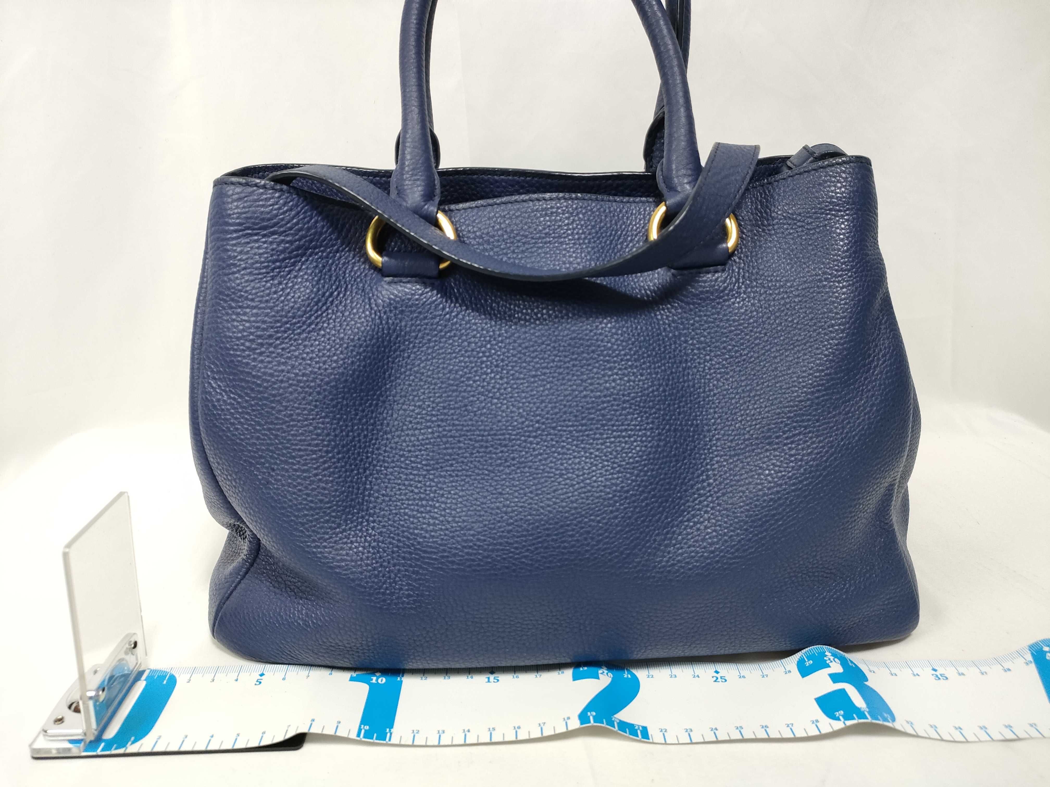 Vitello Daino Blue Handbag — view 2