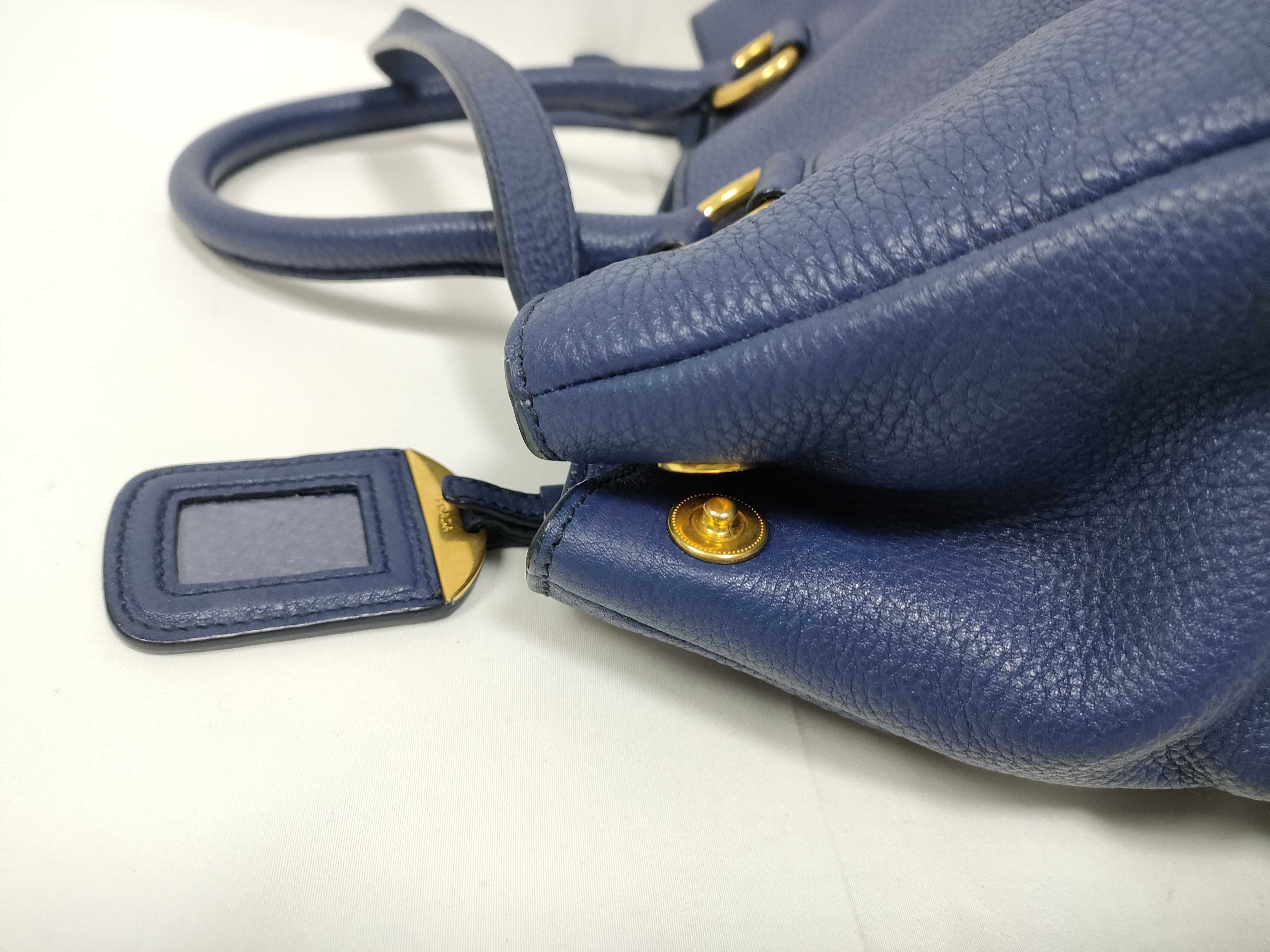 Vitello Daino Blue Handbag — view 7