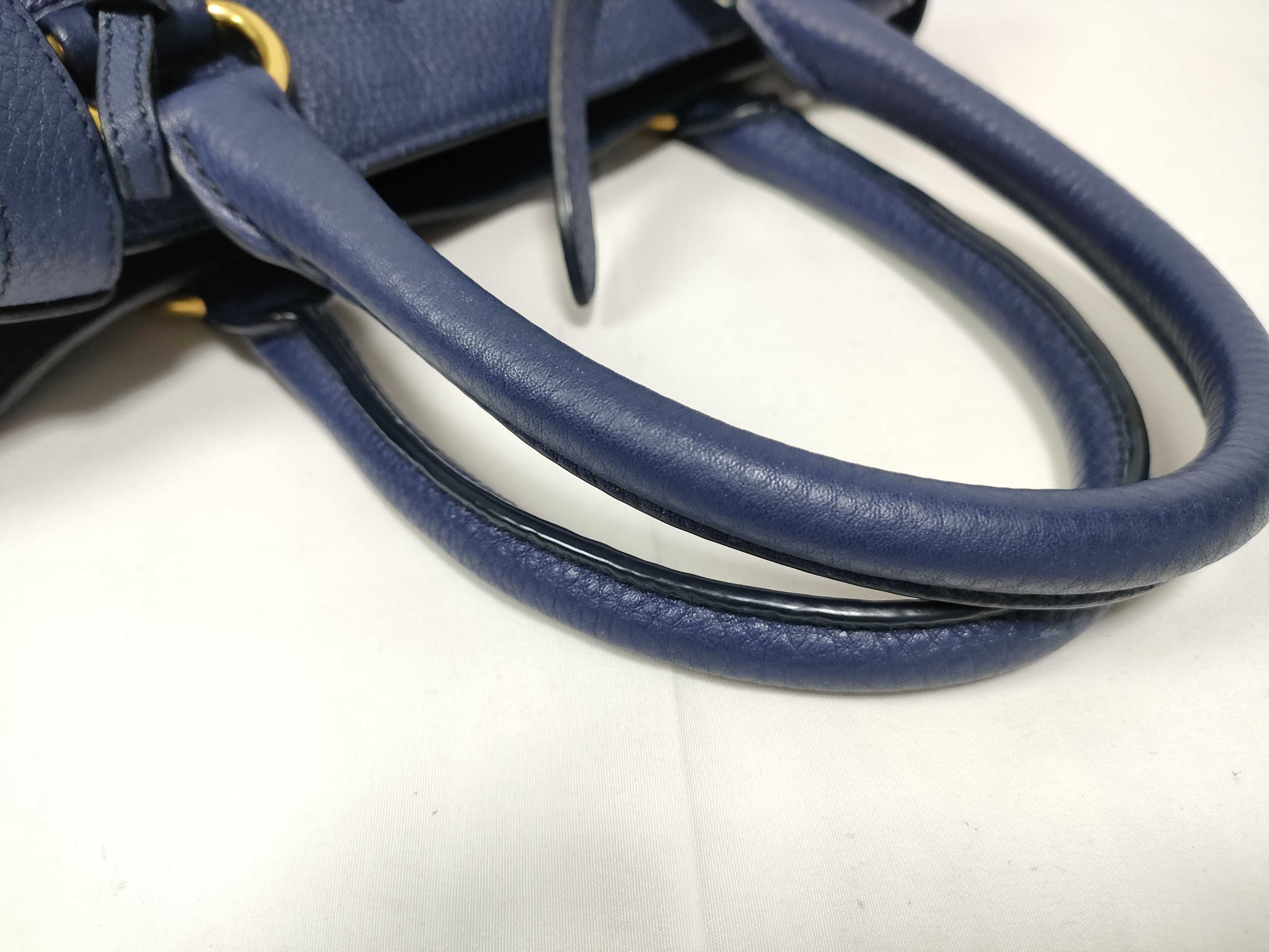 Vitello Daino Blue Handbag — view 8