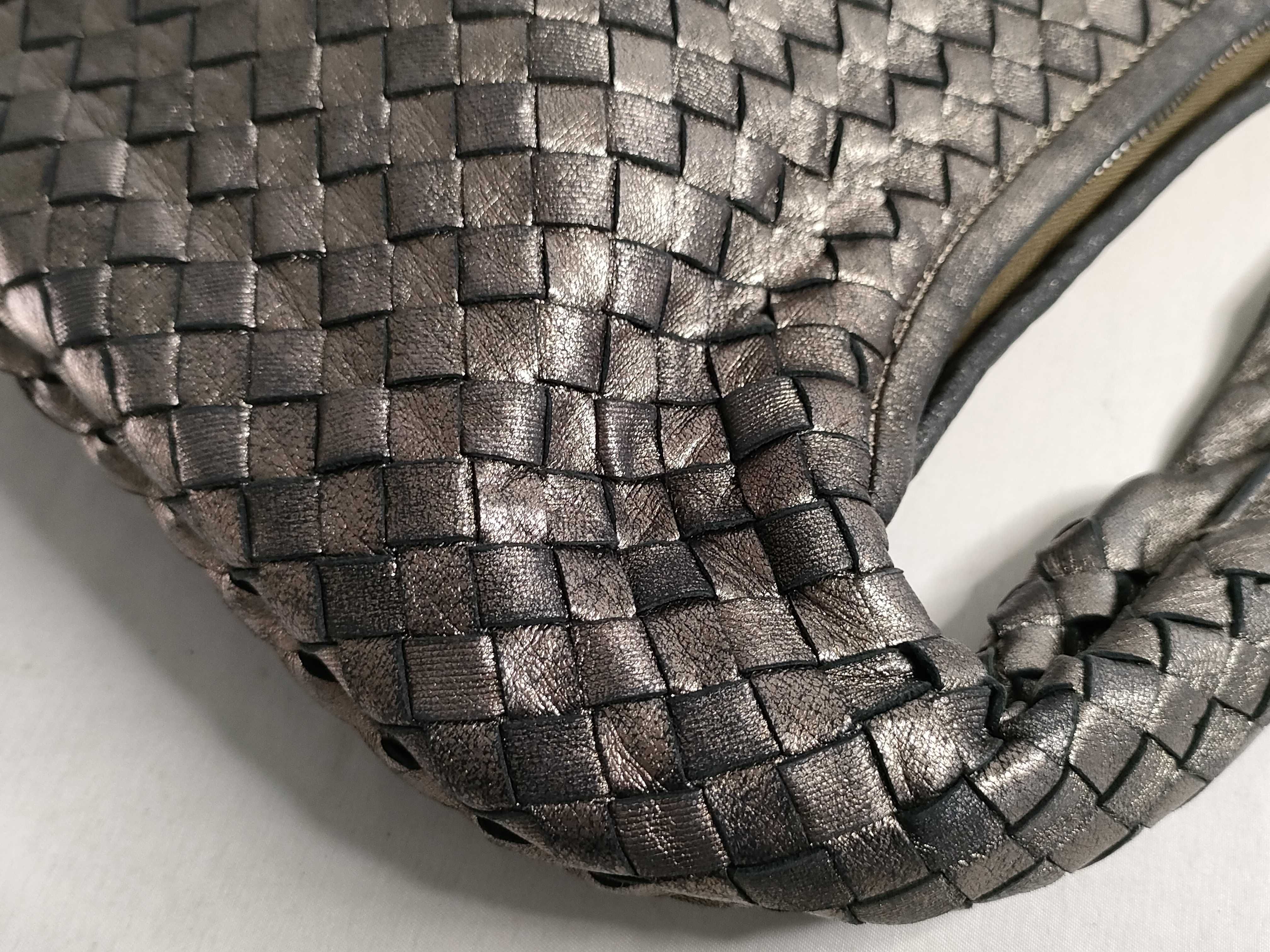 Intrecciato Leather One-Shoulder Bag, Bronze — view 5