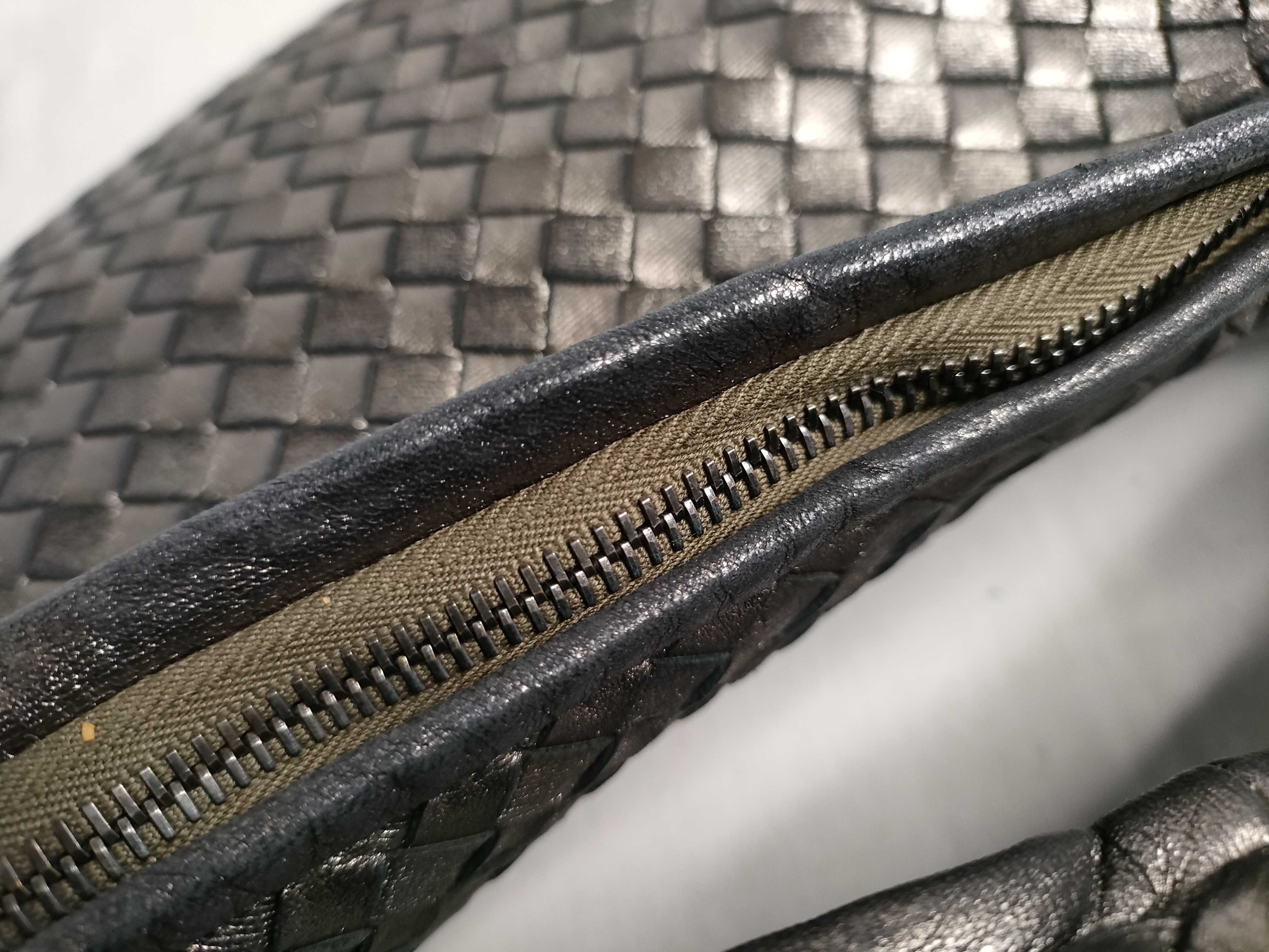 Intrecciato Leather One-Shoulder Bag, Bronze — view 8