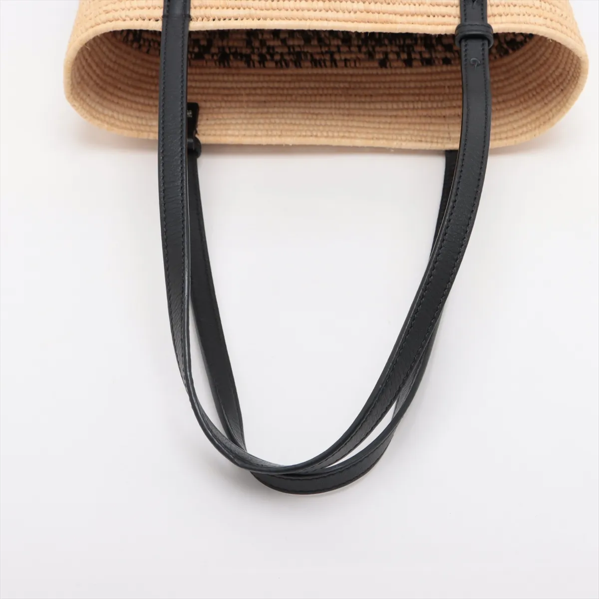 Square Basket Small Raffia x Leather Basket Bag Beige x Black — view 5