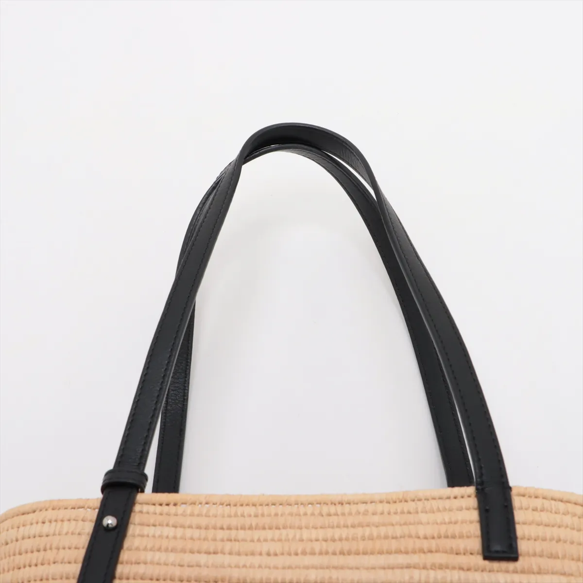 Square Basket Small Raffia x Leather Basket Bag Beige x Black — view 6