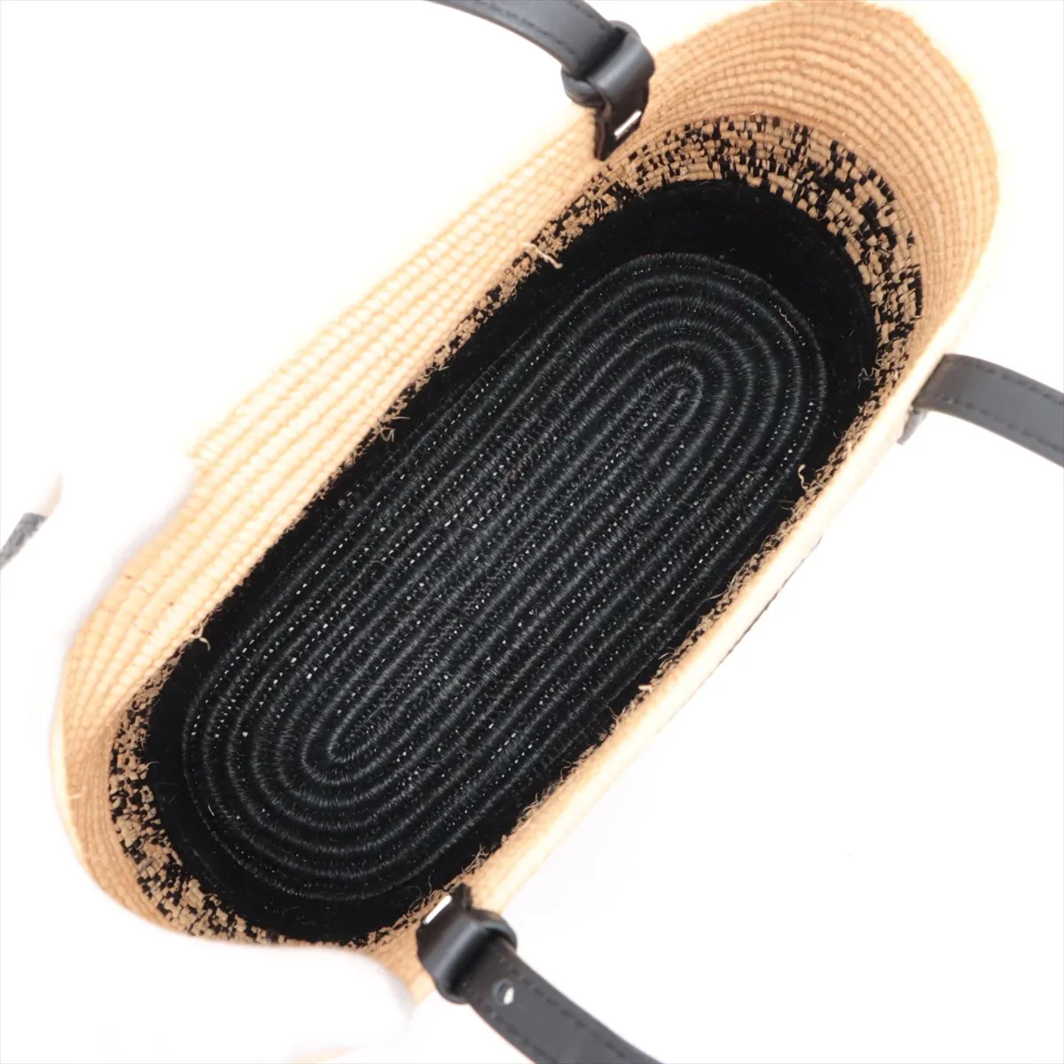 Square Basket Small Raffia x Leather Basket Bag Beige x Black — view 7