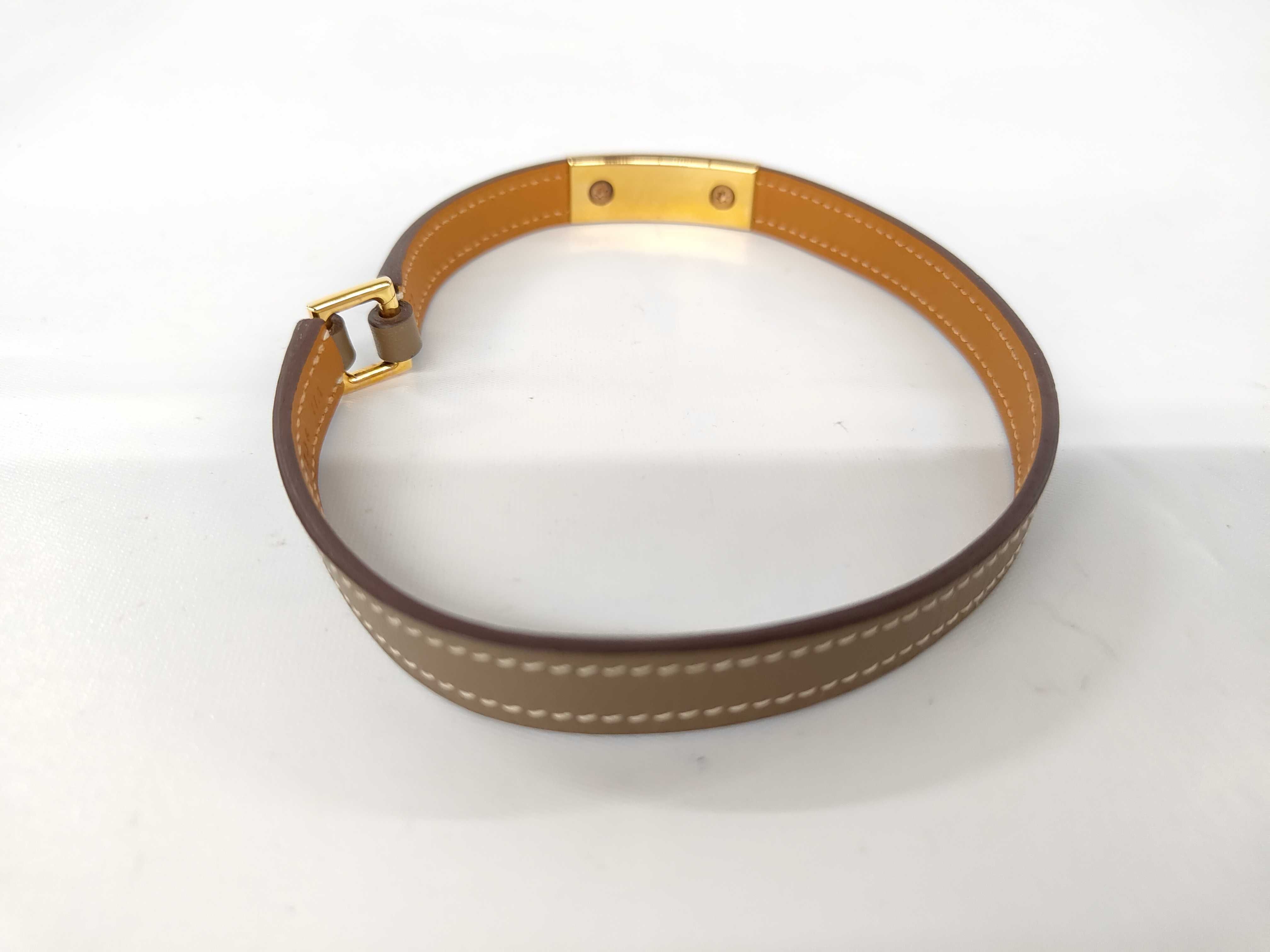 Brown Calfskin Double Lauris C Stamp Bracelet/Bangle — view 2