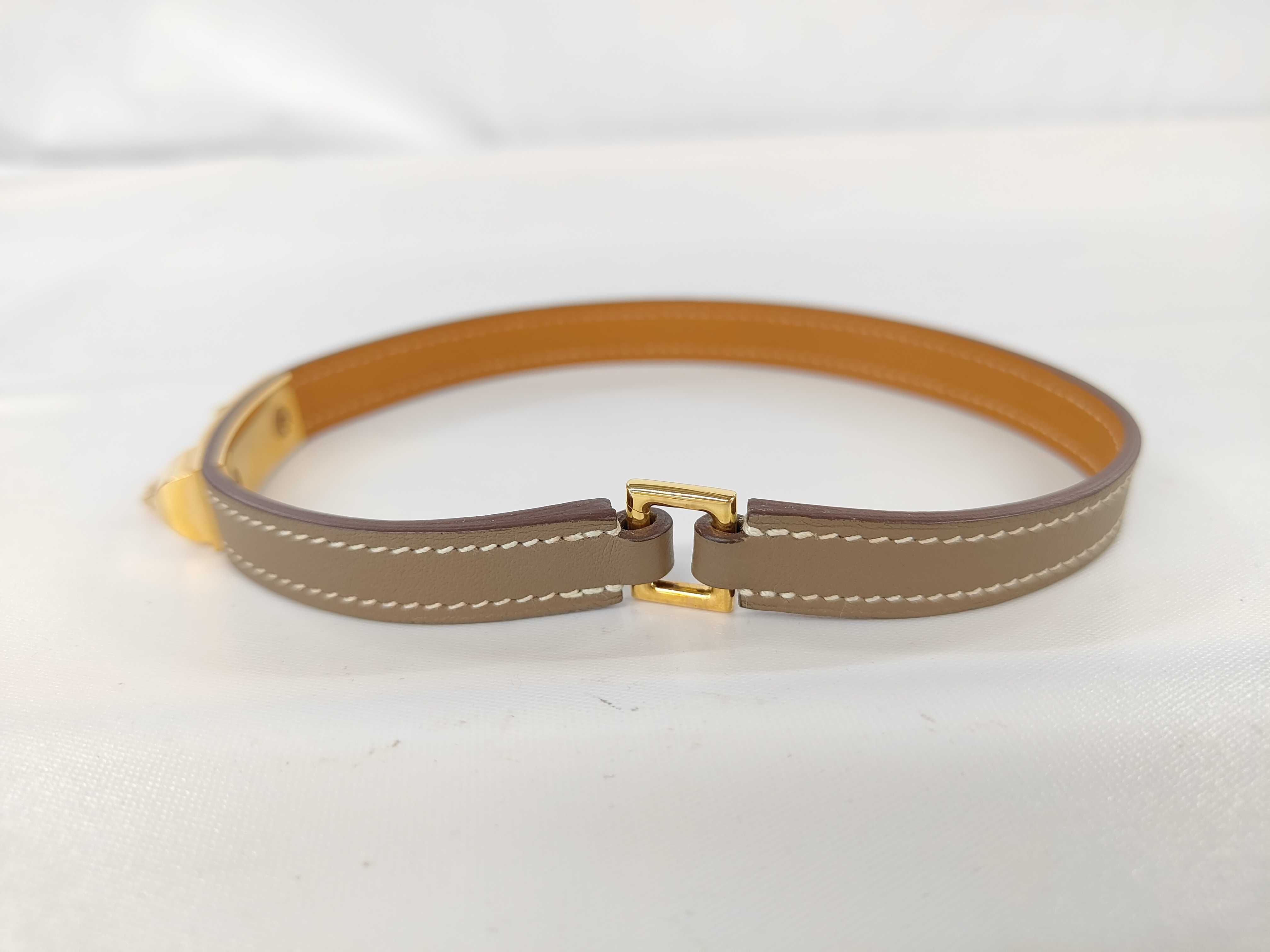 Brown Calfskin Double Lauris C Stamp Bracelet/Bangle — view 3