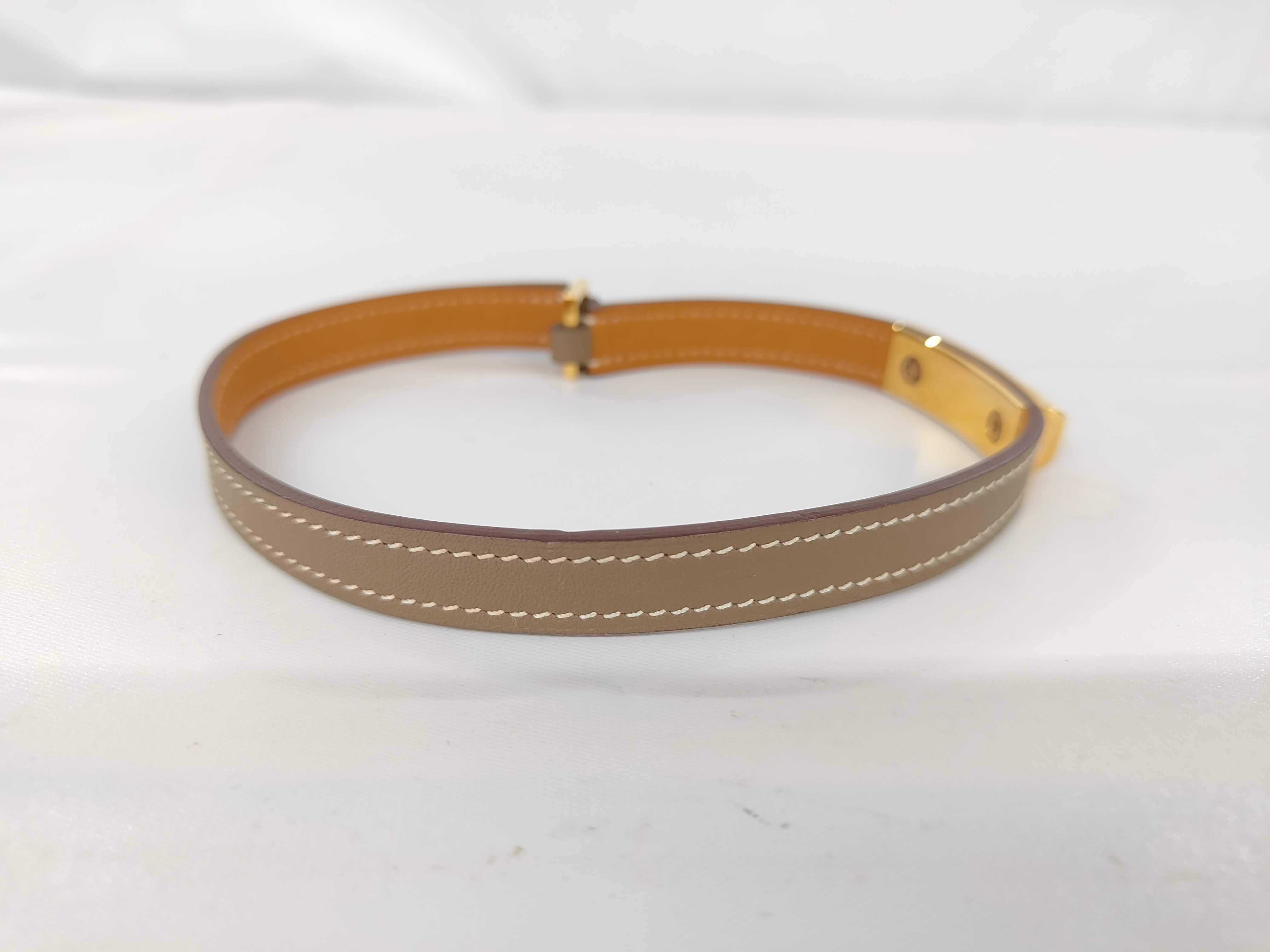 Brown Calfskin Double Lauris C Stamp Bracelet/Bangle — view 4