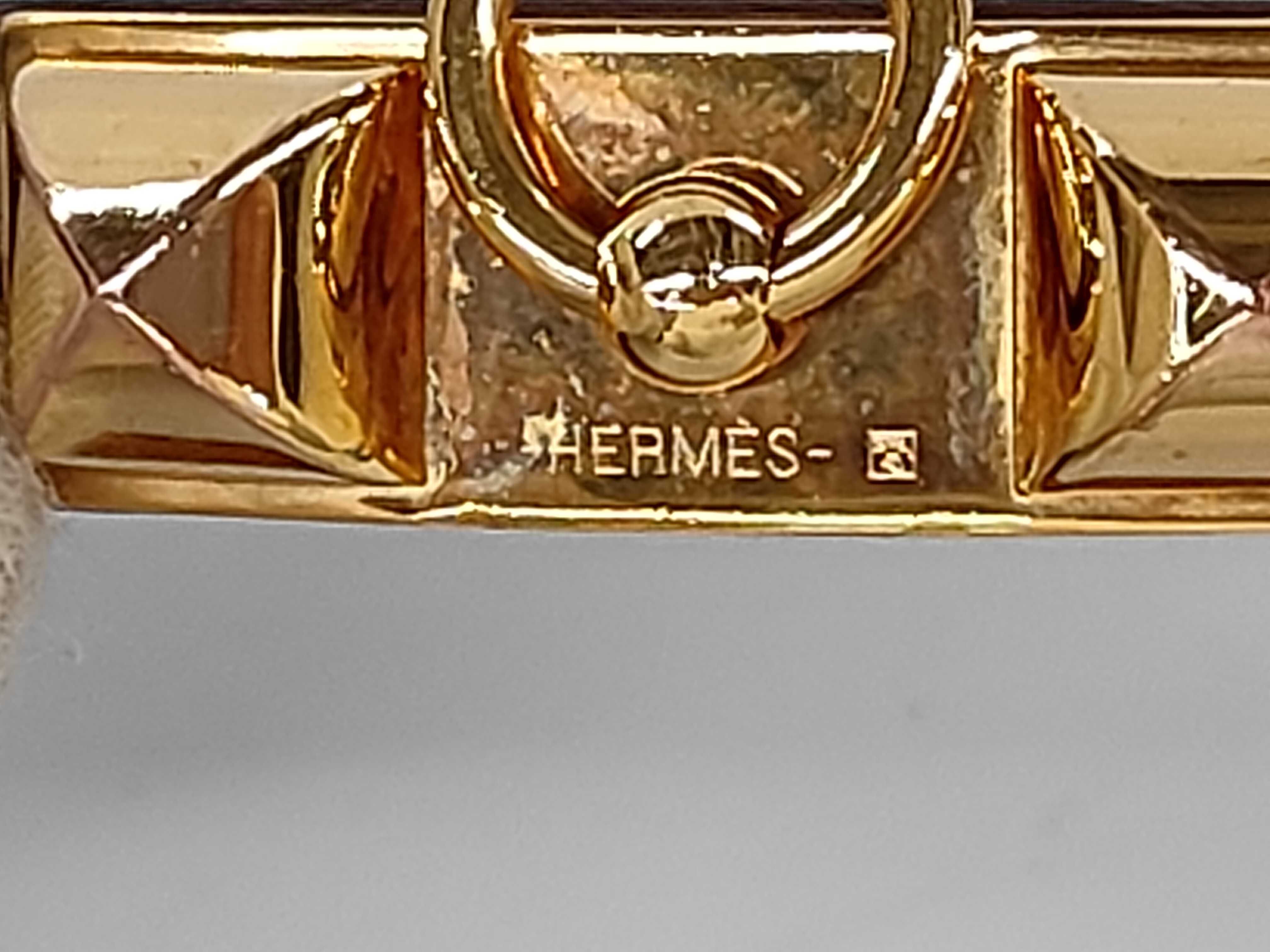 Brown Calfskin Double Lauris C Stamp Bracelet/Bangle — view 7