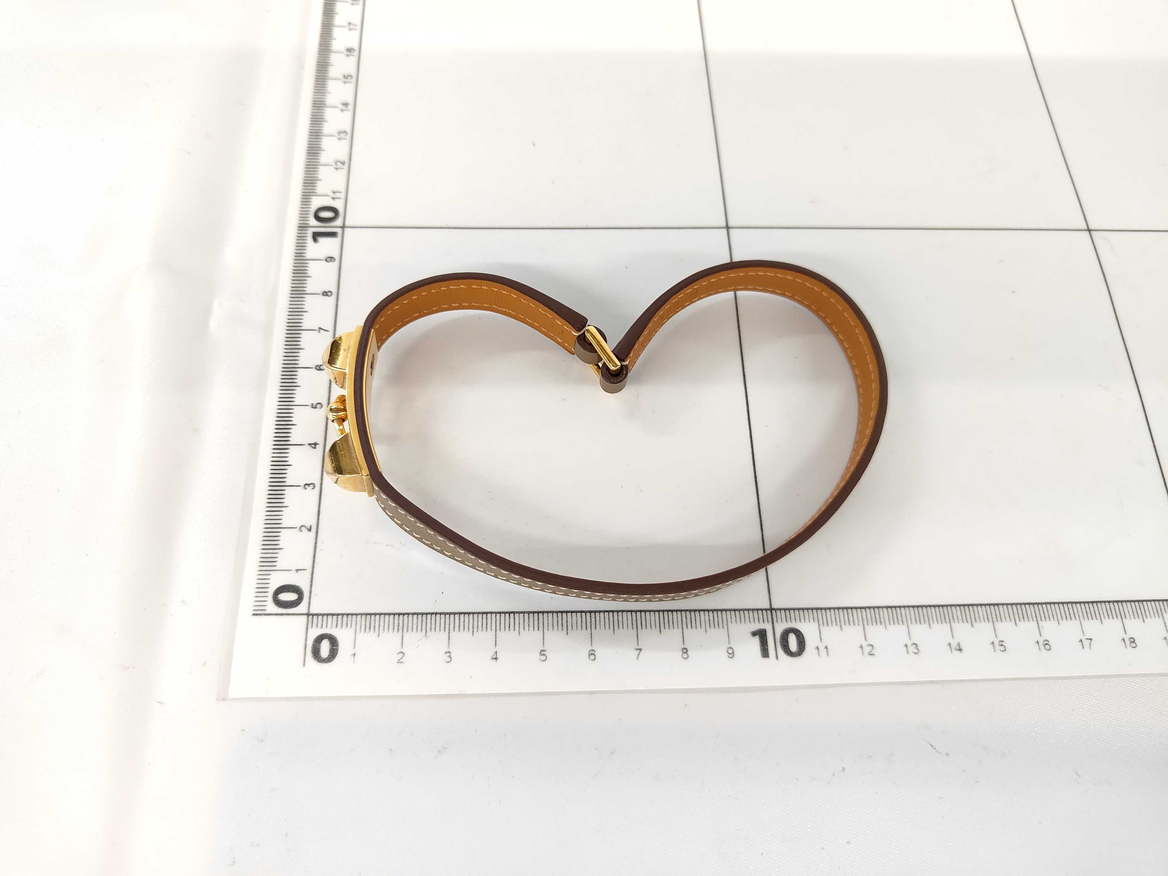 Brown Calfskin Double Lauris C Stamp Bracelet/Bangle — view 9
