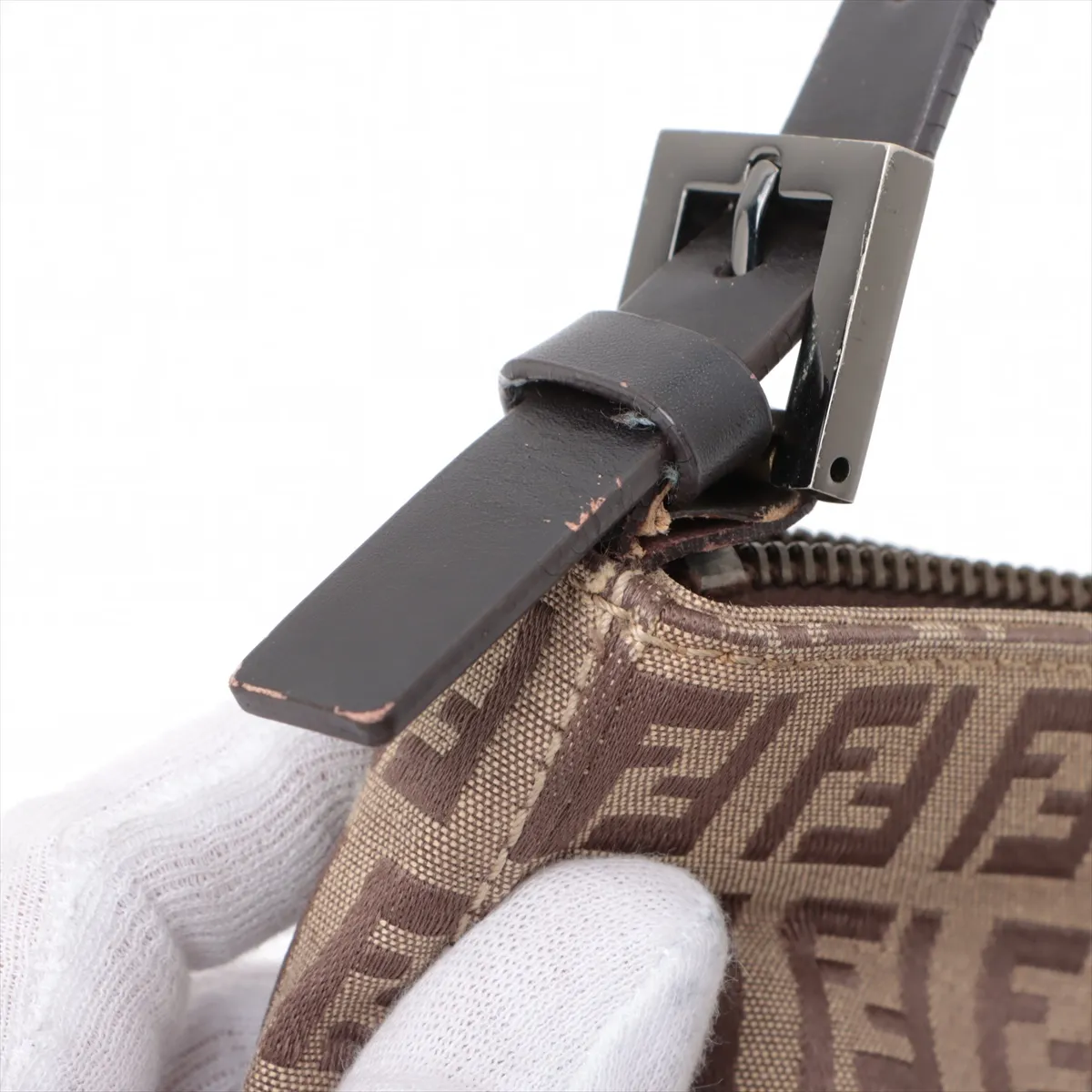 Zucchino Canvas x Leather Shoulder Bag Brown x Beige 8BR042 — view 12