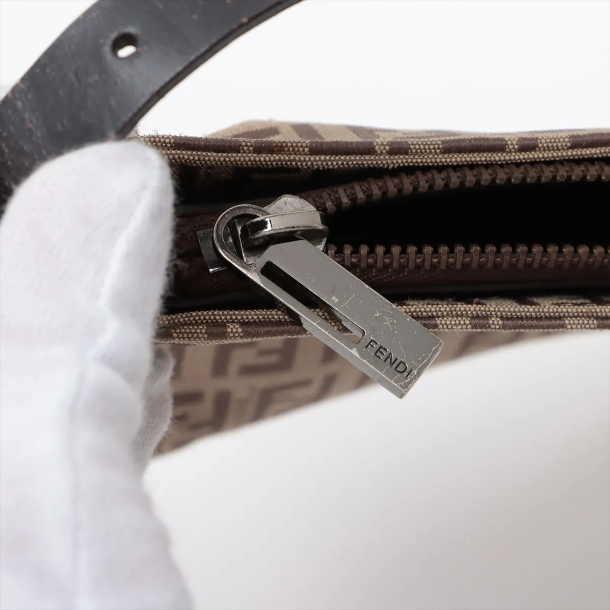 Zucchino Canvas x Leather Shoulder Bag Brown x Beige 8BR042 — view 9