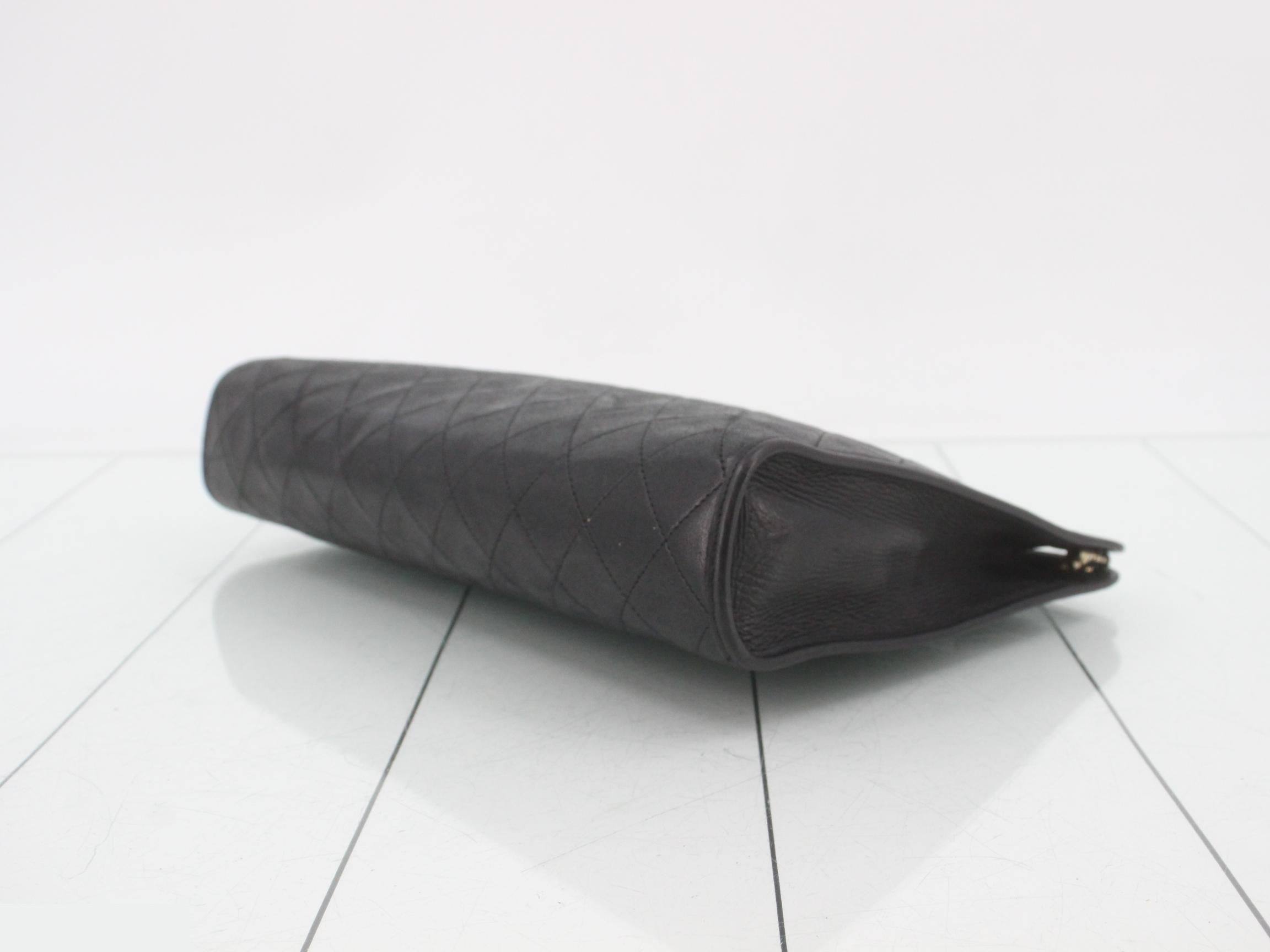 Matelassé clutch bag, lambskin, black — view 6