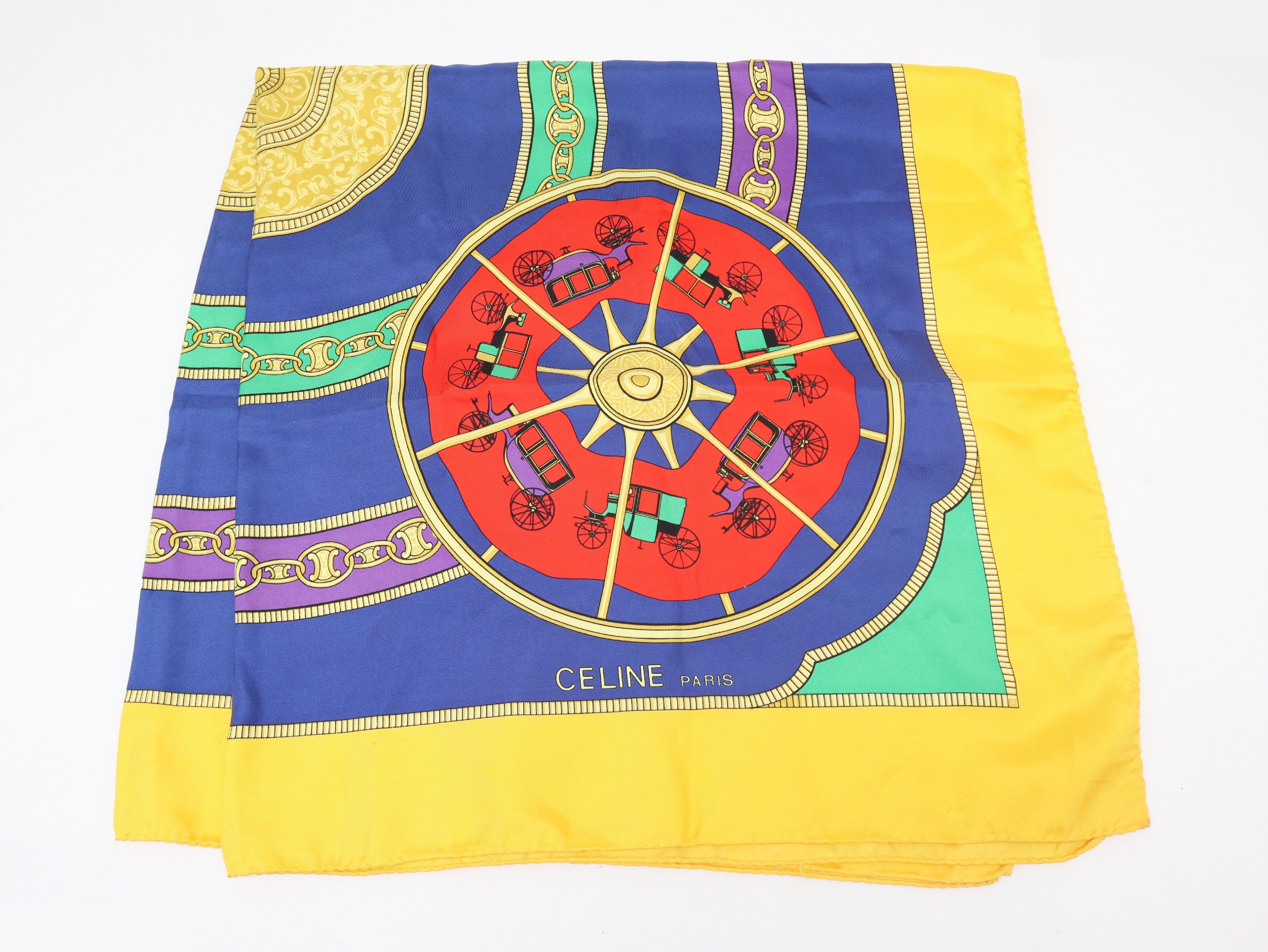 Silk scarf, all-over pattern, yellow