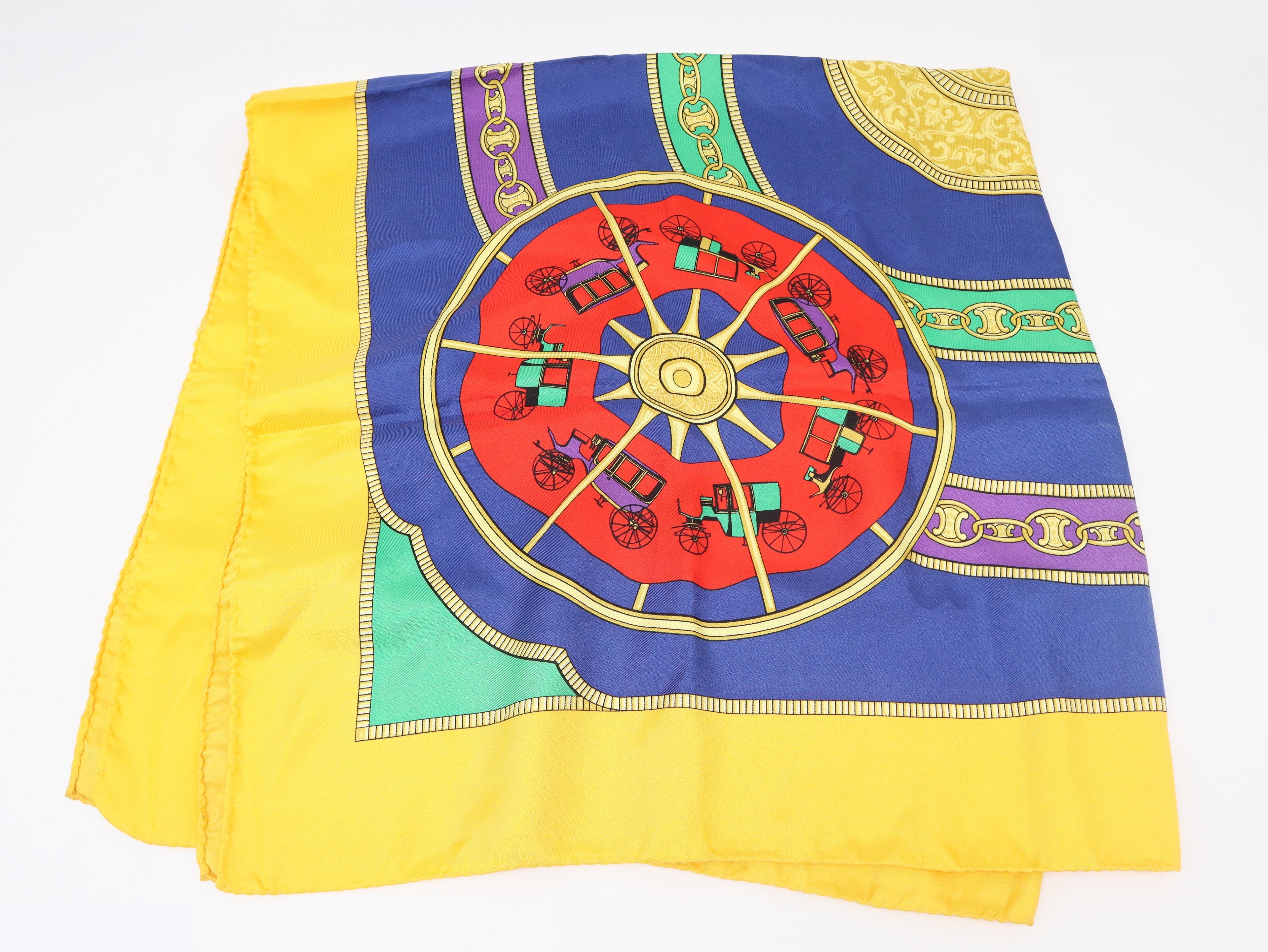 Silk scarf, all-over pattern, yellow — view 2