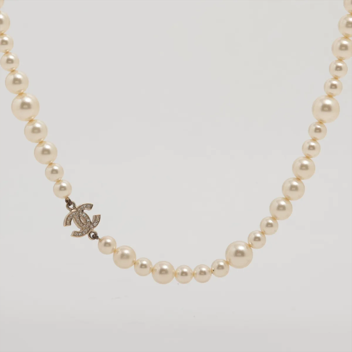 Coco Mark 10A Long Necklace, Gold Plated x Rhinestones x Faux Pearls,