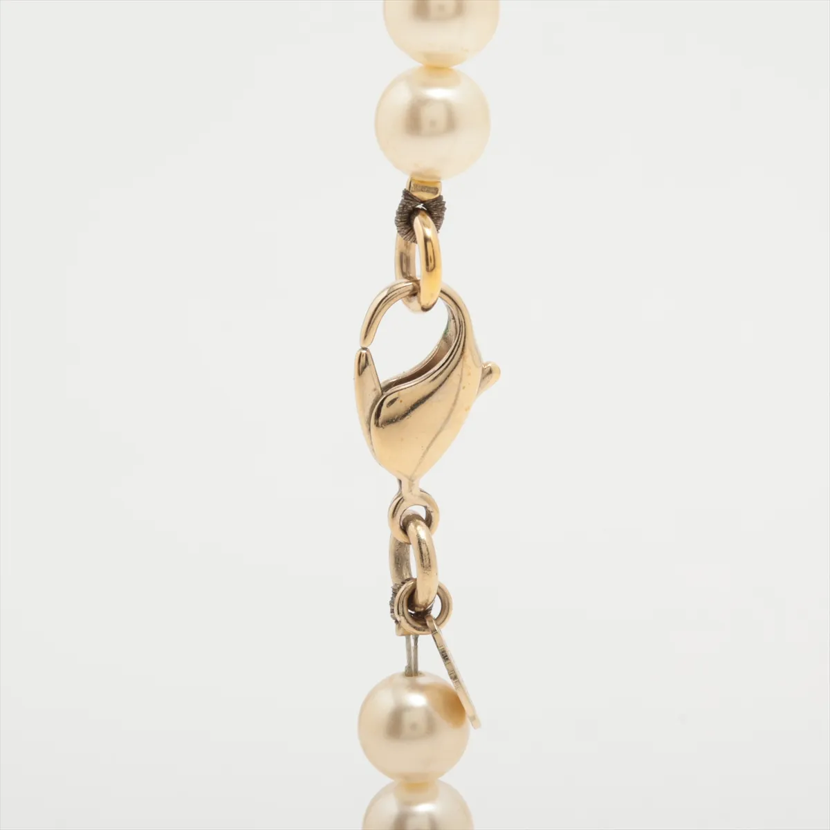 Coco Mark 10A Long Necklace, Gold Plated x Rhinestones x Faux Pearls, — view 4