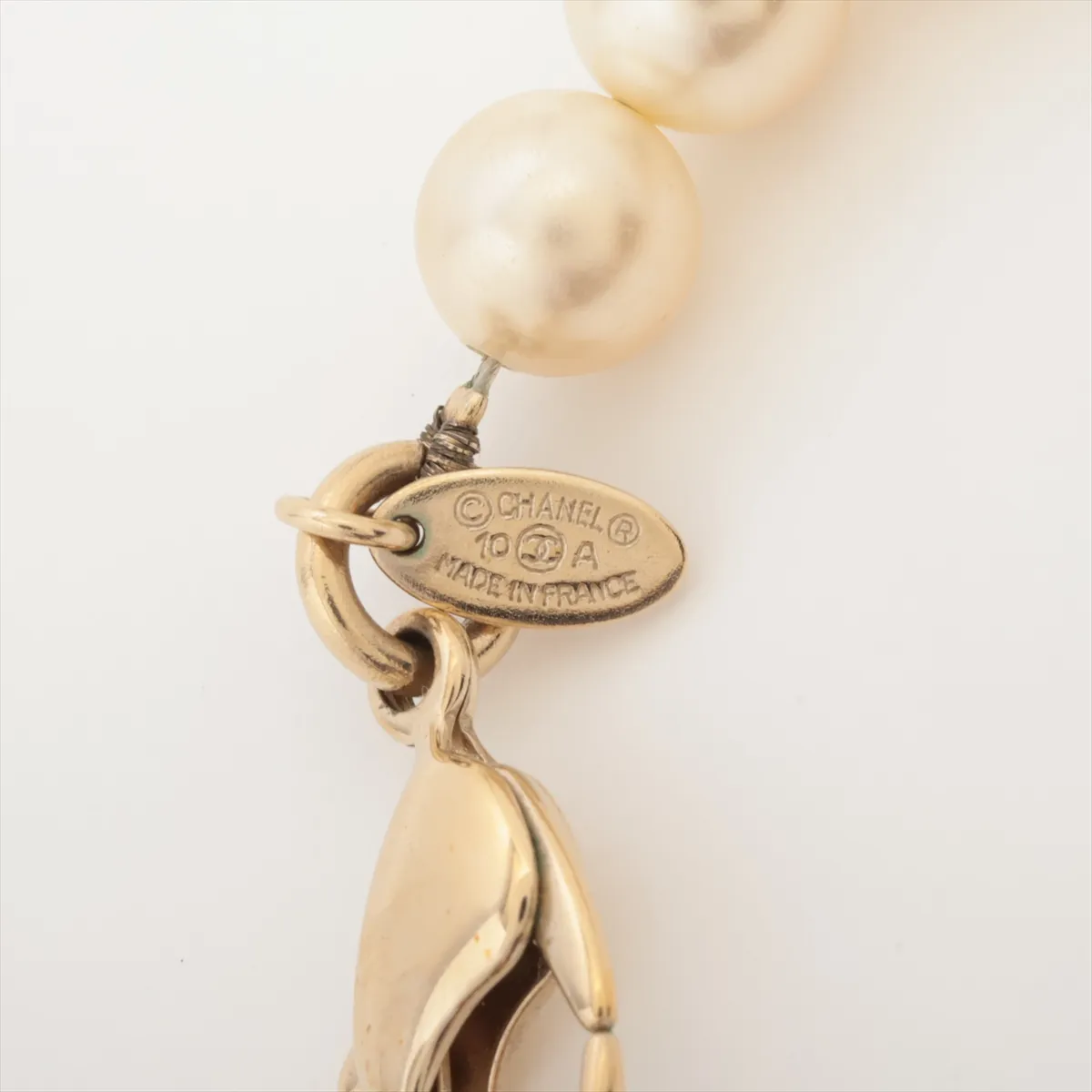 Coco Mark 10A Long Necklace, Gold Plated x Rhinestones x Faux Pearls, — view 5
