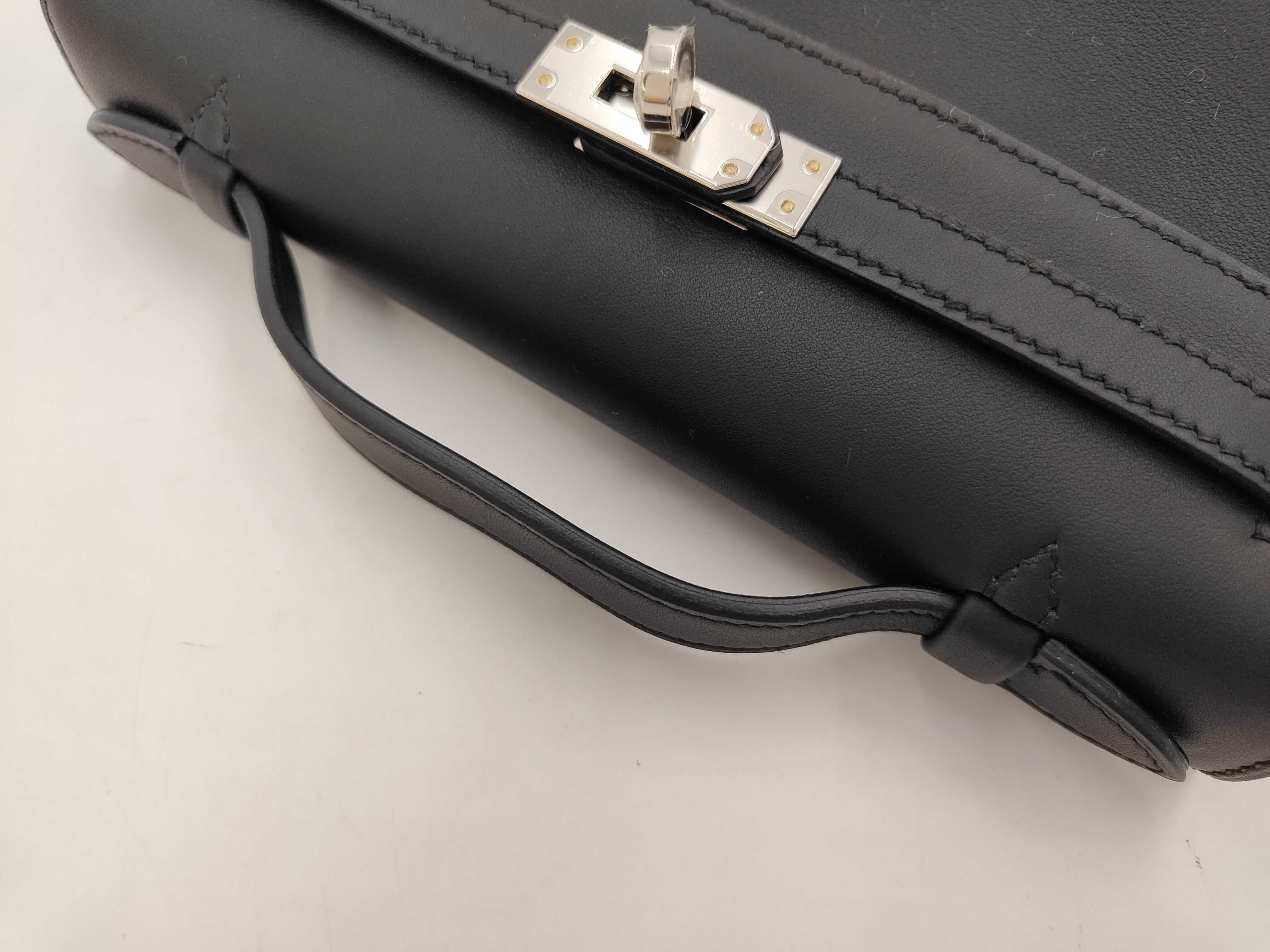 Pochette Kelly, Black Swift Leather, Silver Hardware, G Stamp, Handbag — view 5