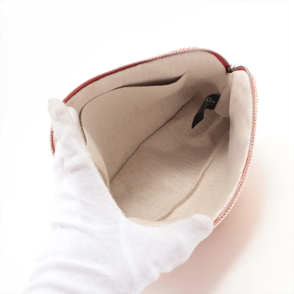Bolide Pouch Mini Crazy H Canvas Pouch Orange Silver Hardware — view 3