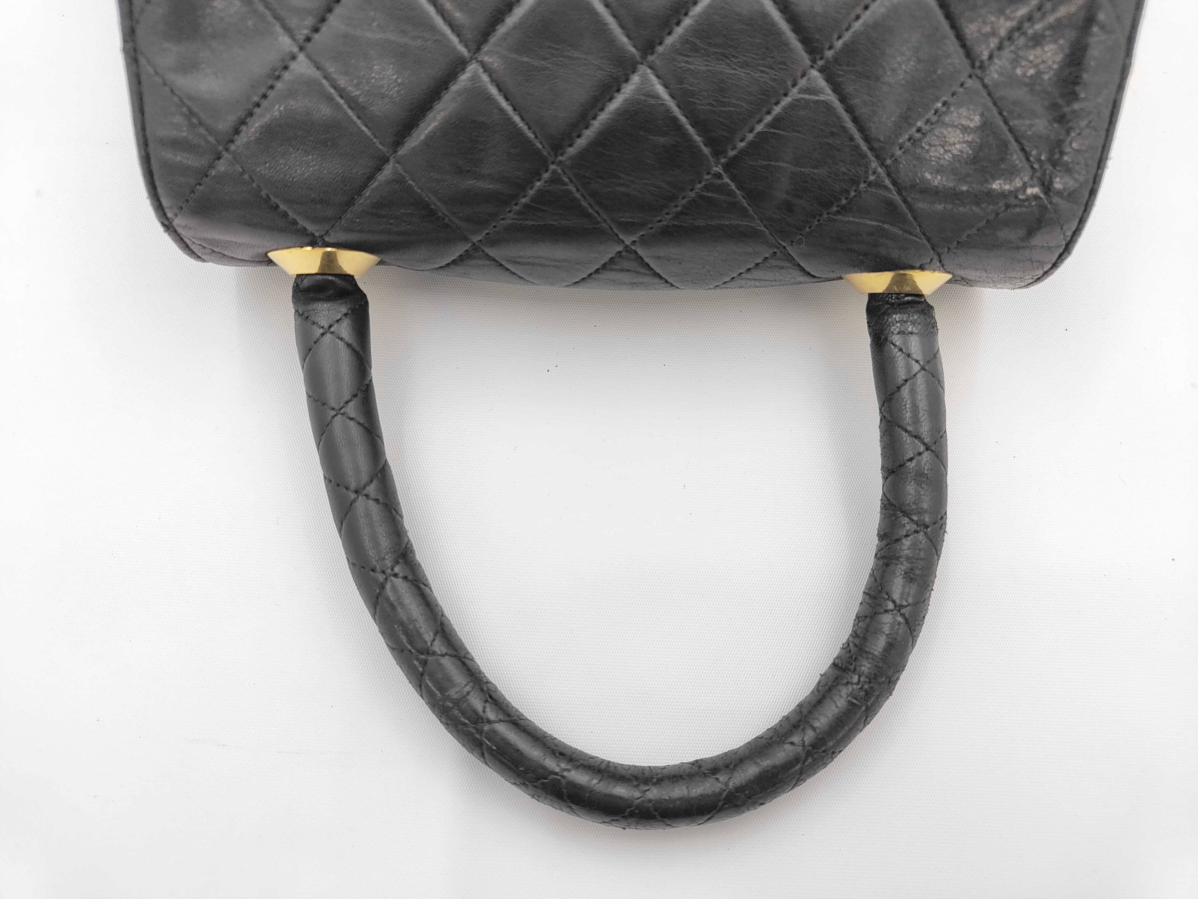 Matelassé Handbag, Leather, Black, Gold Hardware — view 3