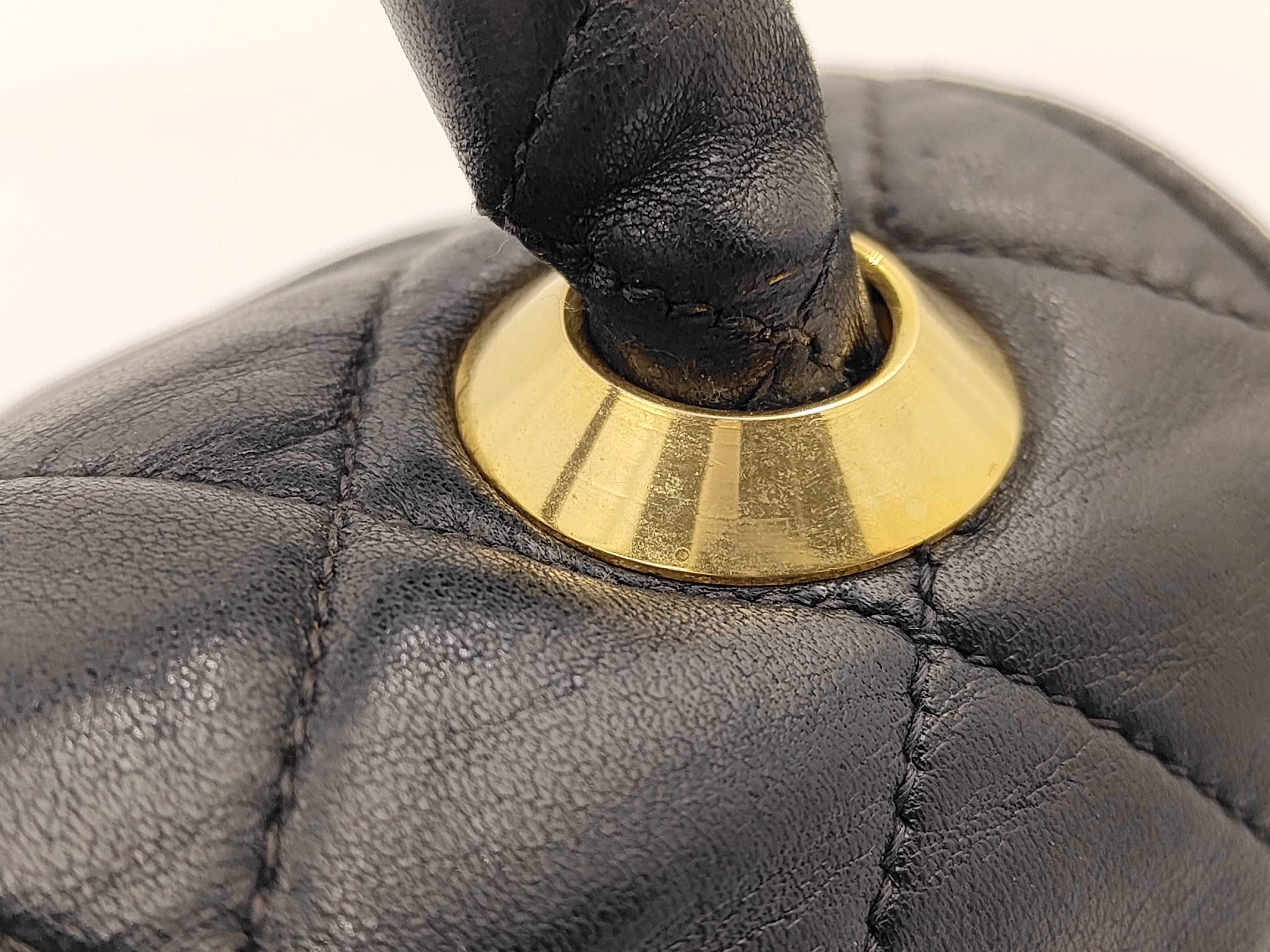 Matelassé Handbag, Leather, Black, Gold Hardware — view 7