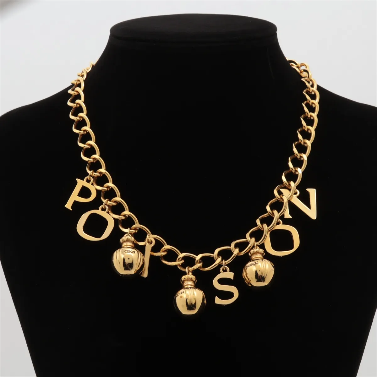 Perfume Bottle Necklace, GP Gold, dents, — view 5