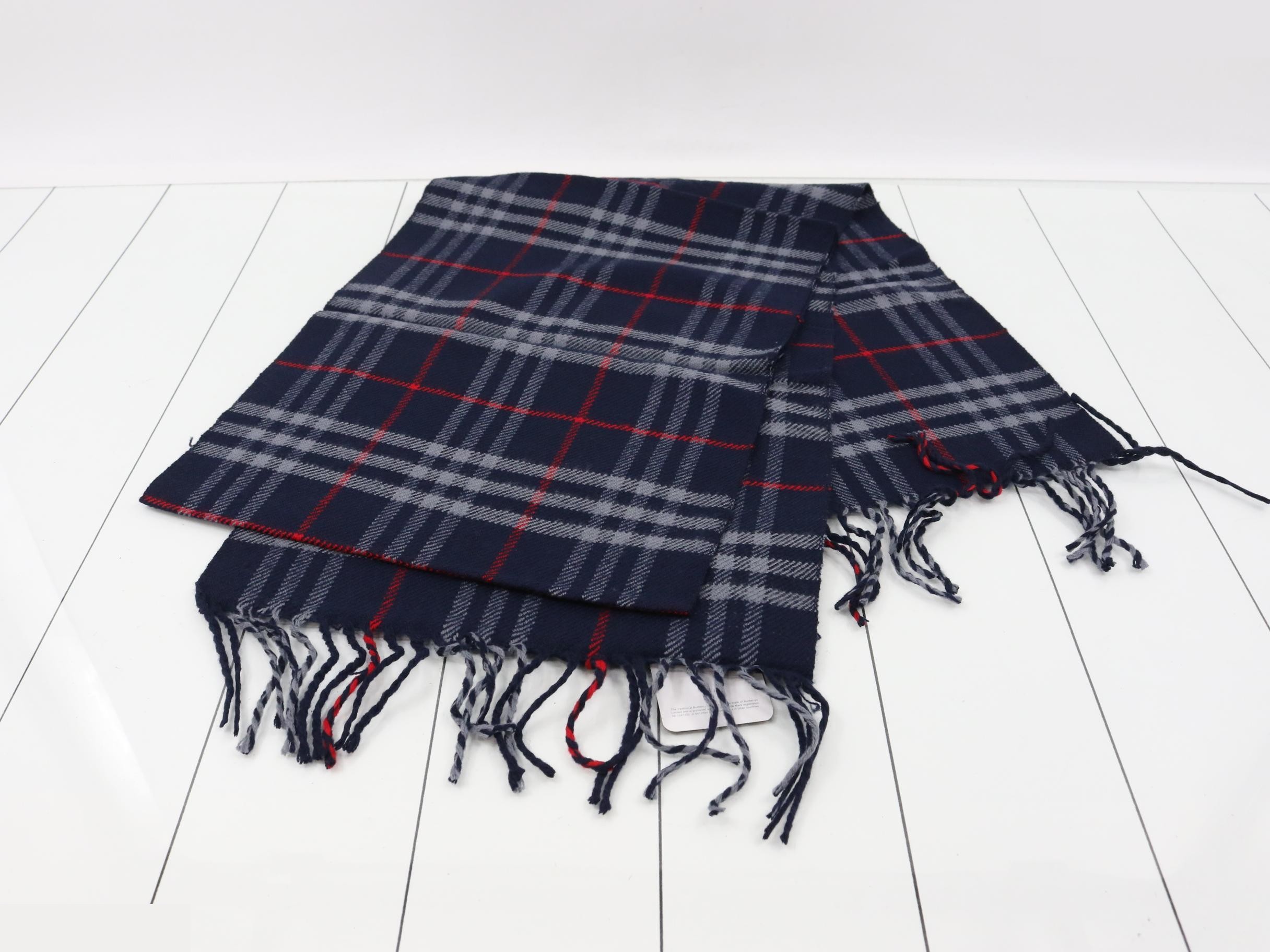 New with tags, Burberry Nova Check scarf, navy. — view 3