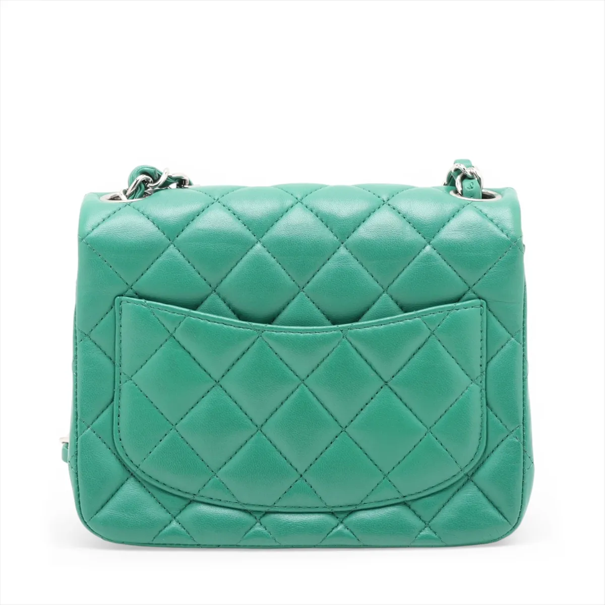Mini Matelassé 17 Lambskin Single Flap Single Chain Bag, Green, Silver Hardware, 22493727, Serial Number , A35200 — view 2