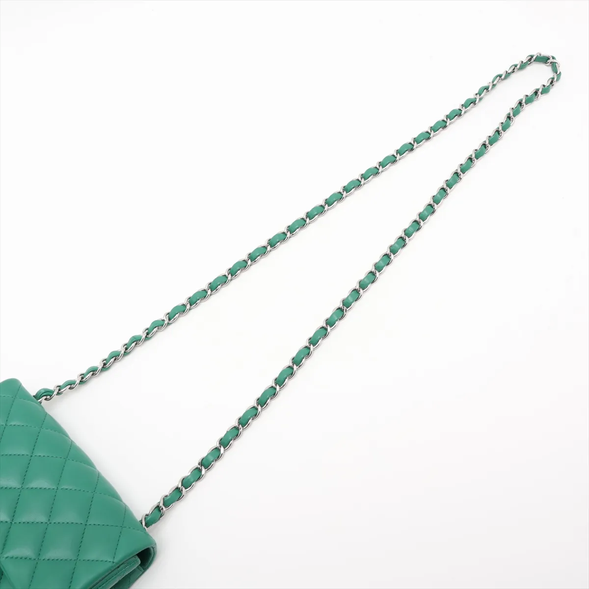 Mini Matelassé 17 Lambskin Single Flap Single Chain Bag, Green, Silver Hardware, 22493727, Serial Number , A35200 — view 5