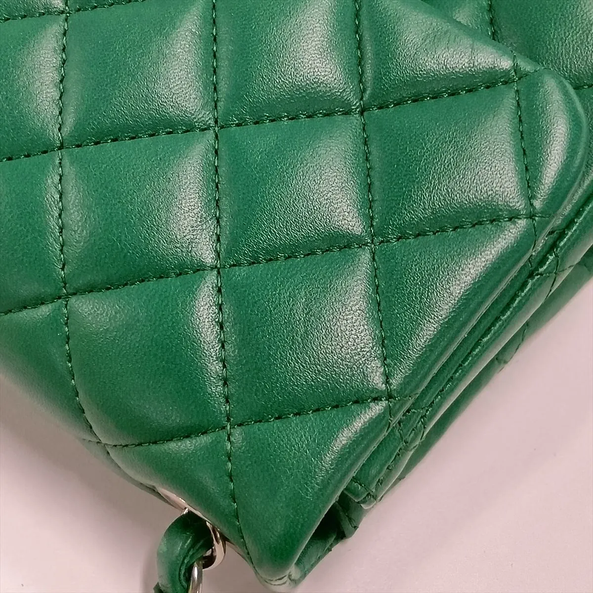 Mini Matelassé 17 Lambskin Single Flap Single Chain Bag, Green, Silver Hardware, 22493727, Serial Number , A35200 — view 10