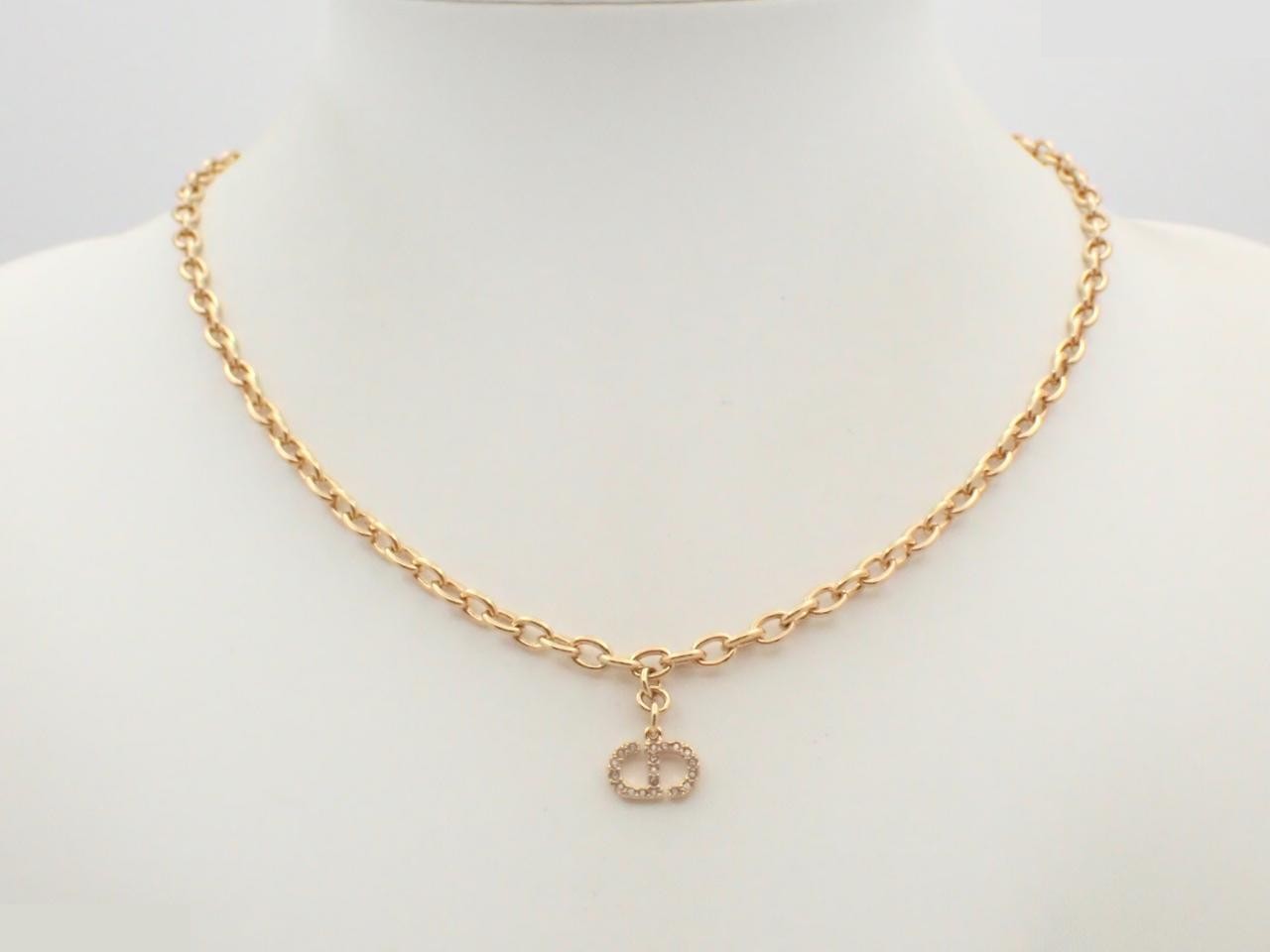 CD logo chain necklace, unused, stored item, chain approximately 46cm. — view 3